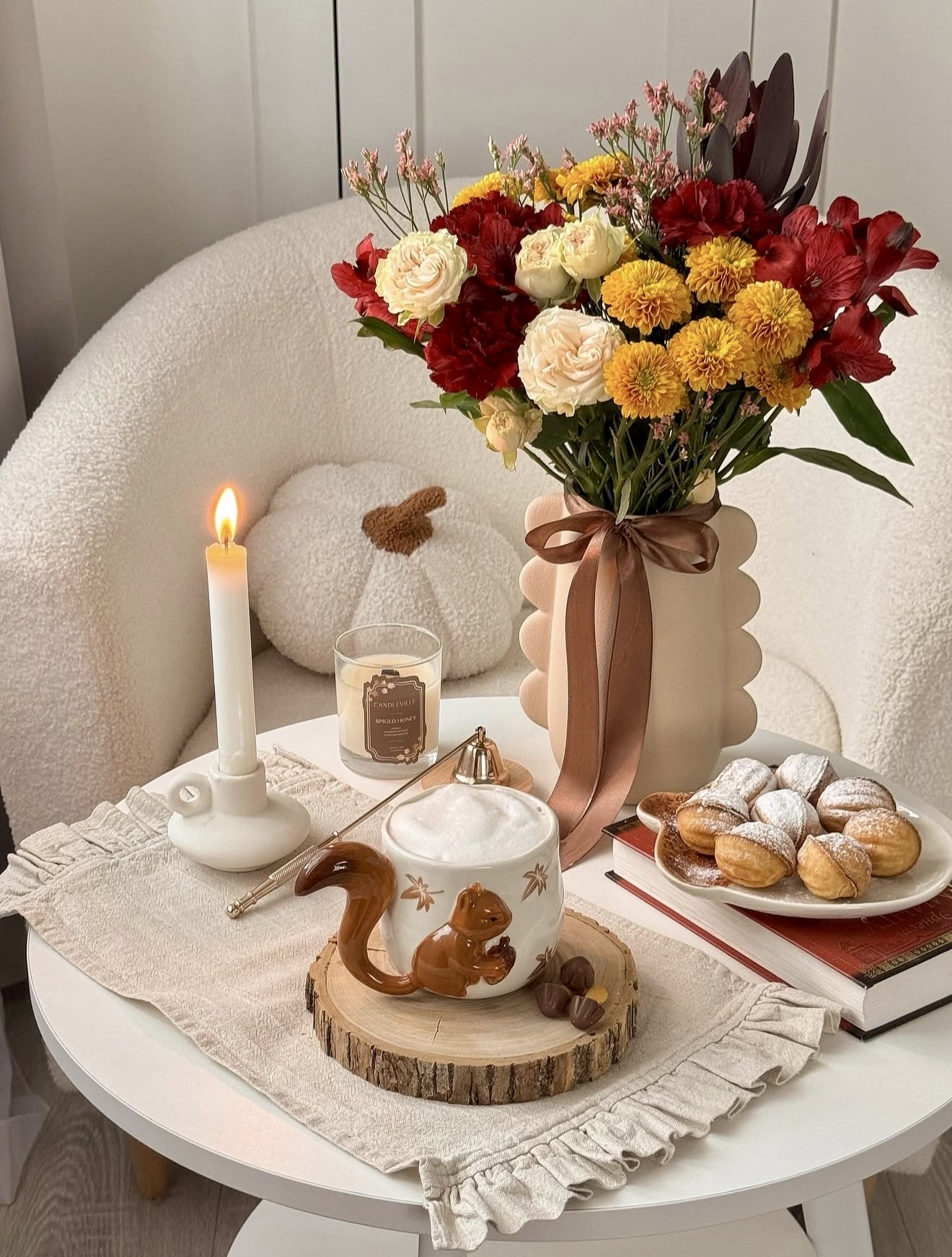 Charming Squirrel Mug & Cozy Autumn Vignette
