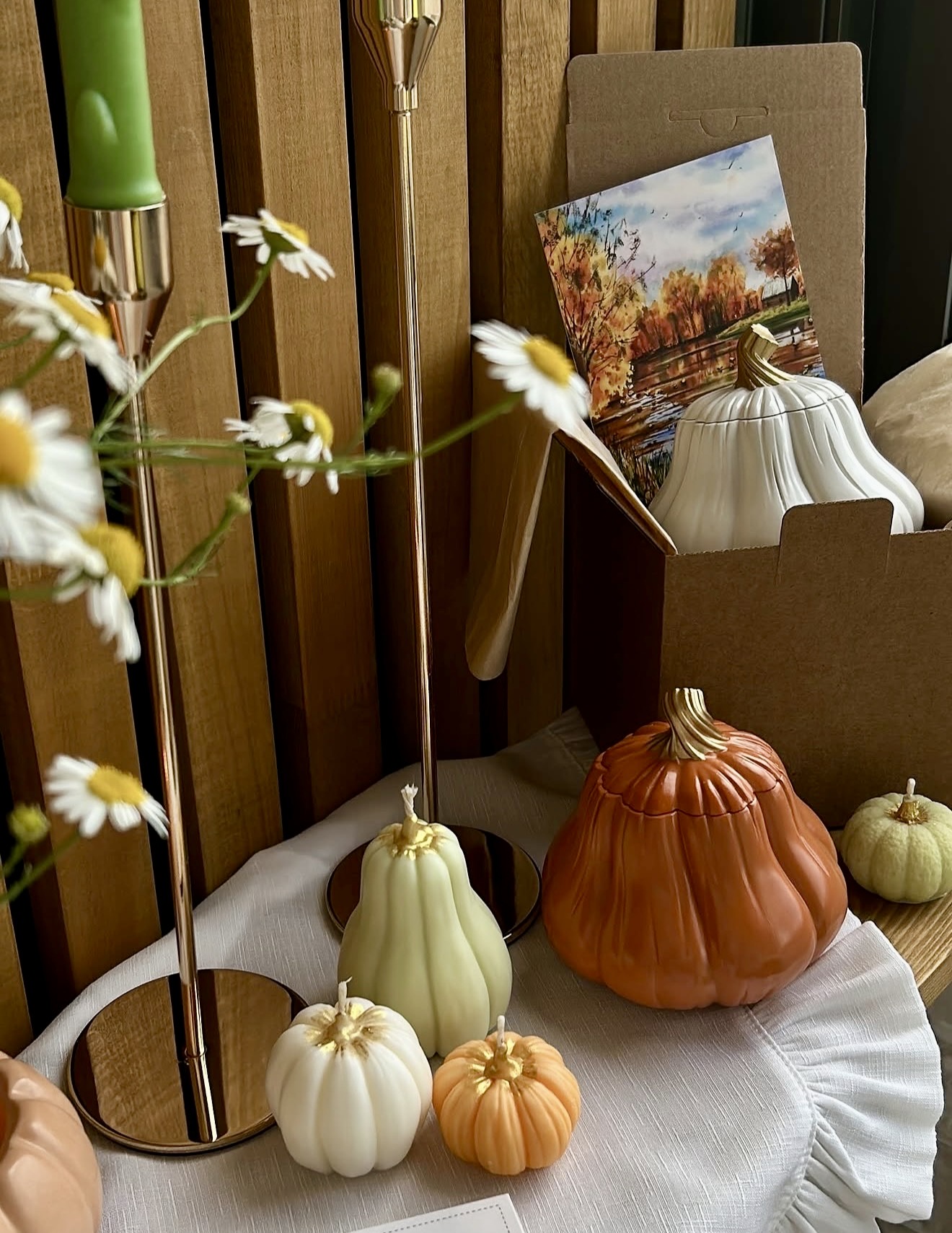 Chic Autumn Pumpkin Candle Display