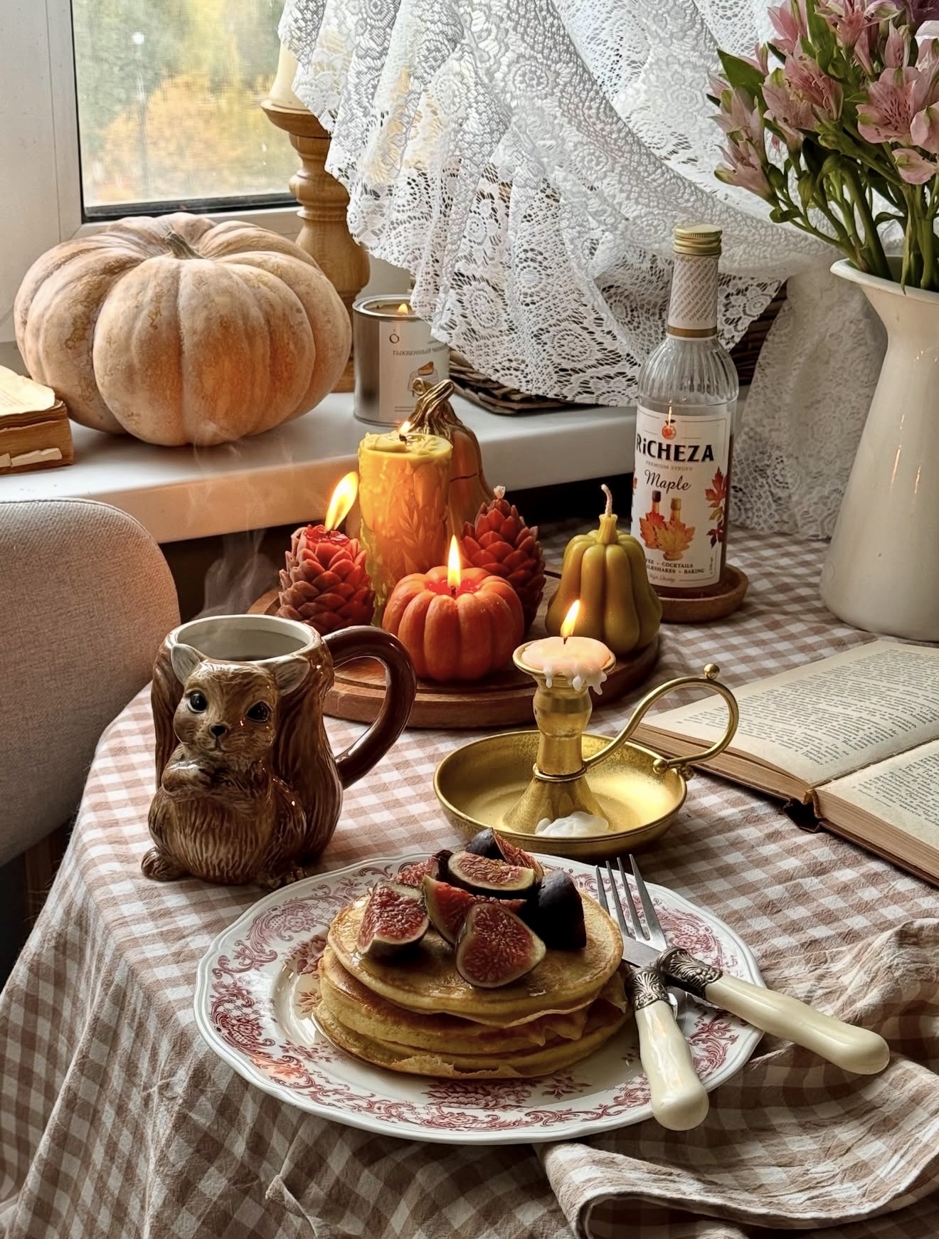 Cozy Autumn Breakfast Table Setting