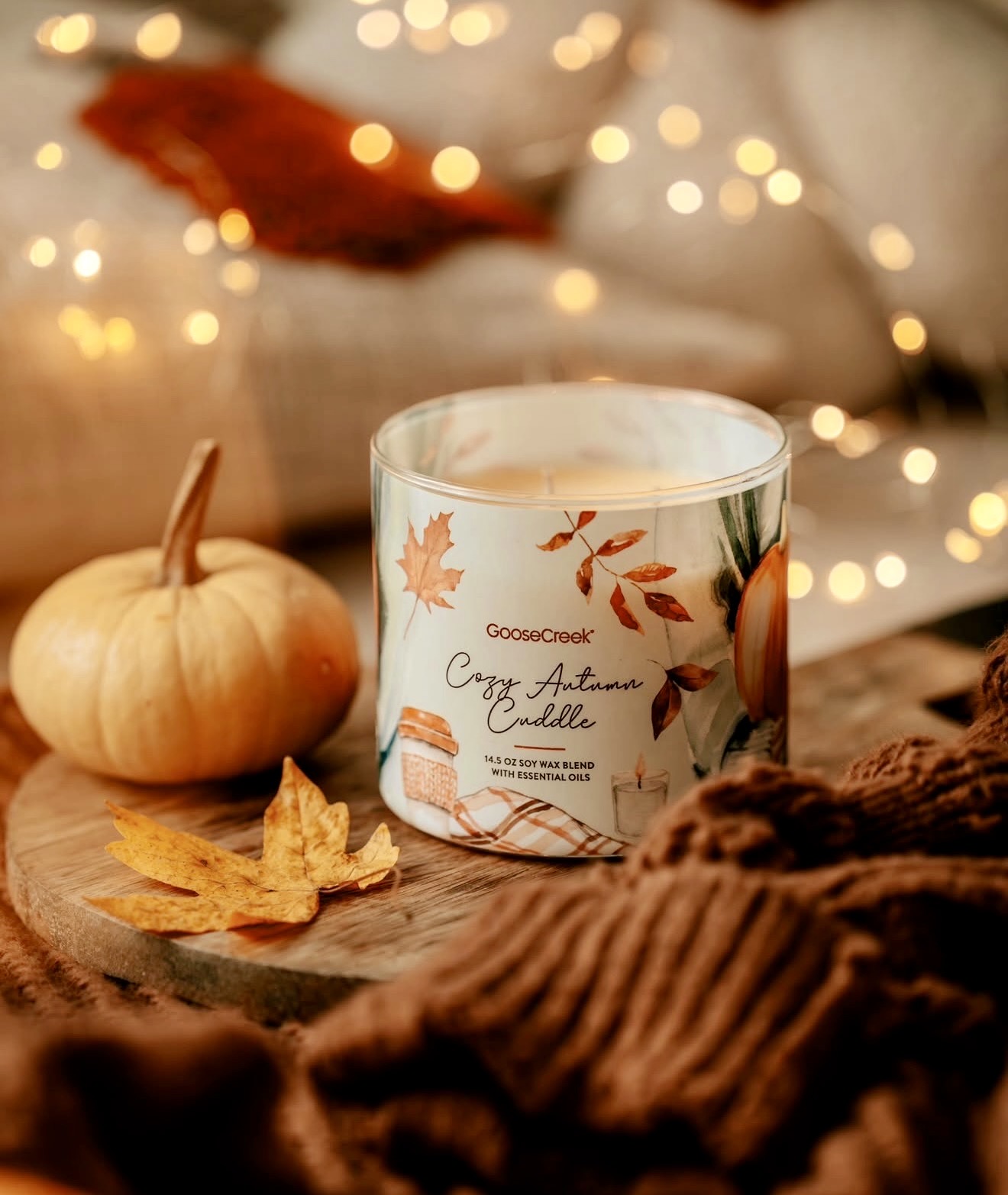 Cozy Autumn Candle Arrangement With Mini Pumpkins