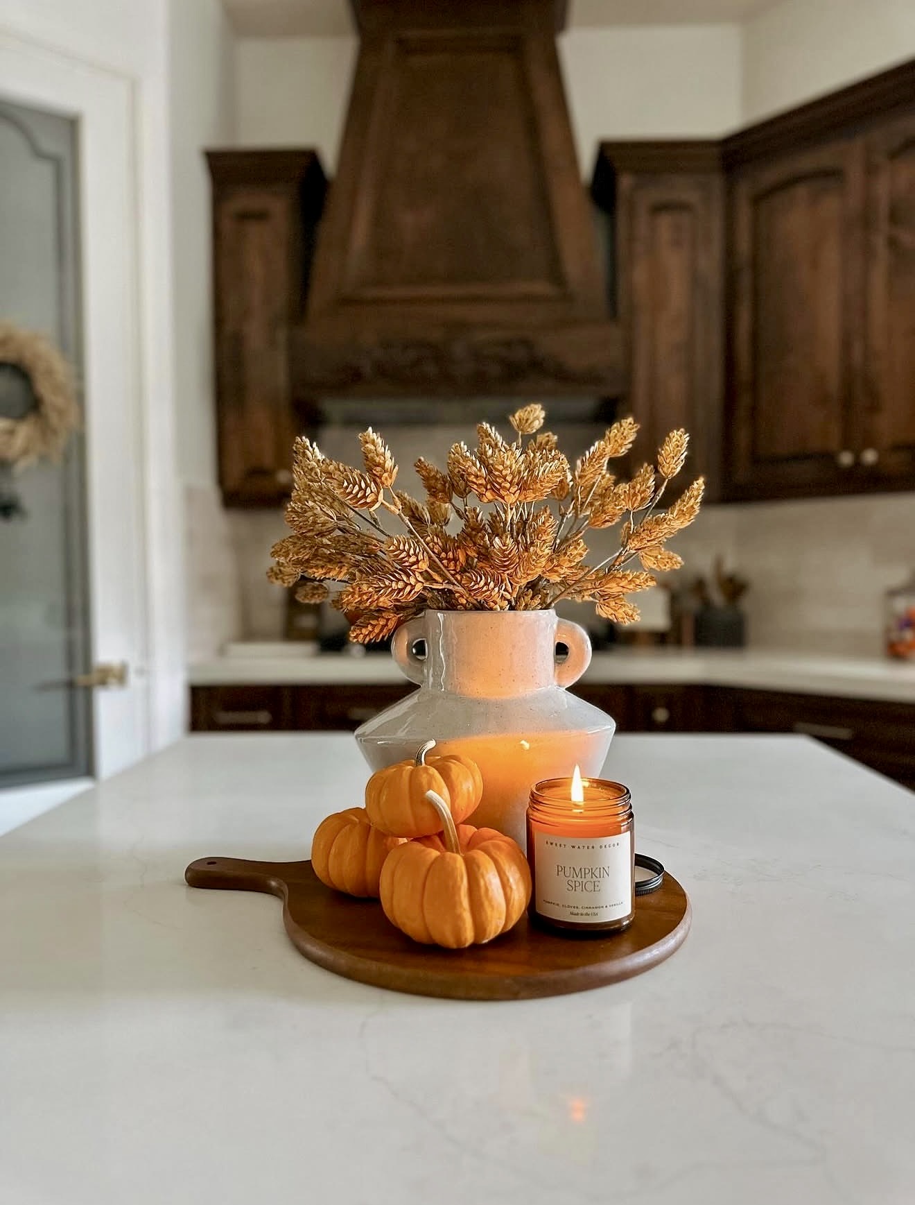 Cozy Autumn Harvest Kitchen Island Decor