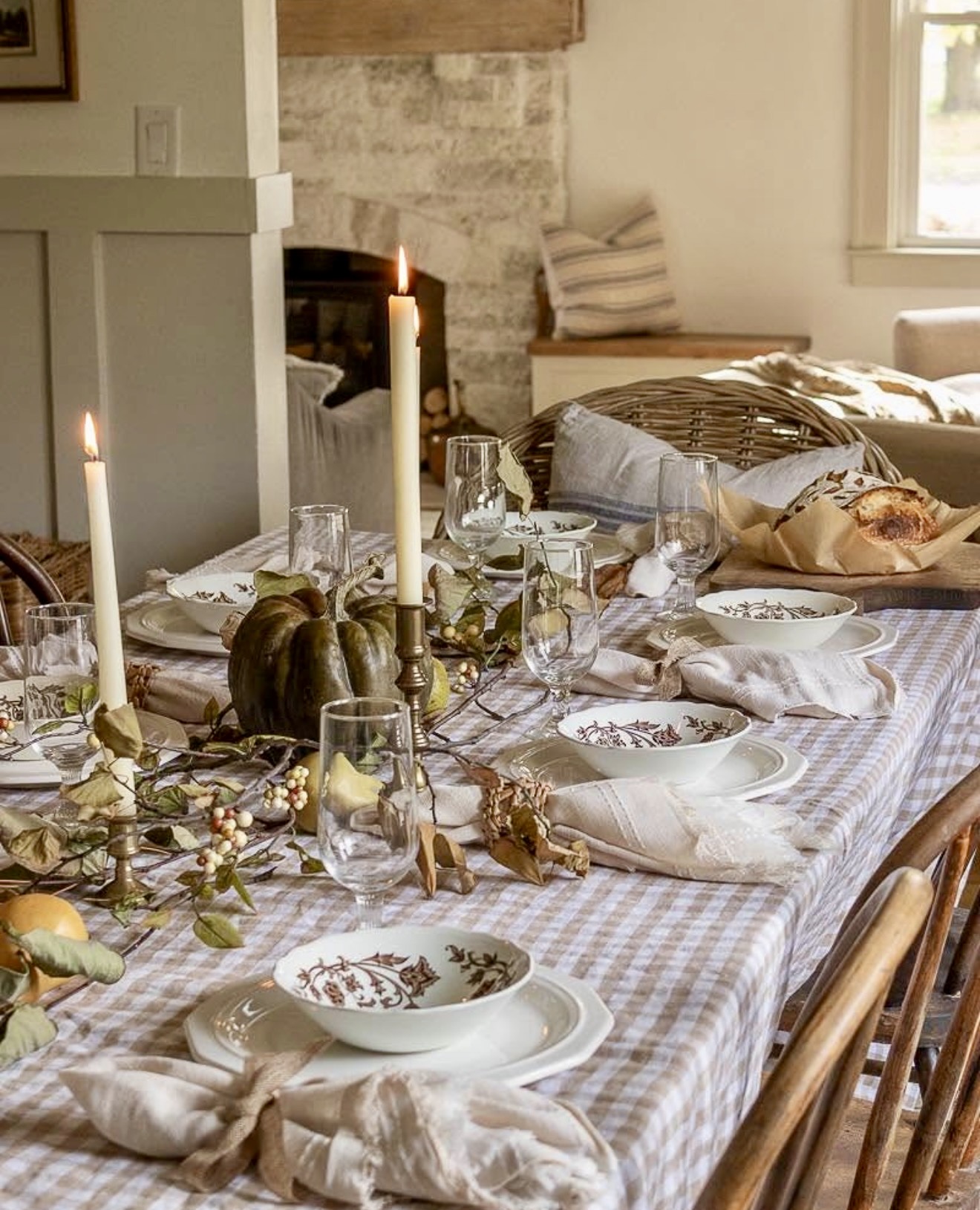 Cozy Rustic Autumn Harvest Table Setting