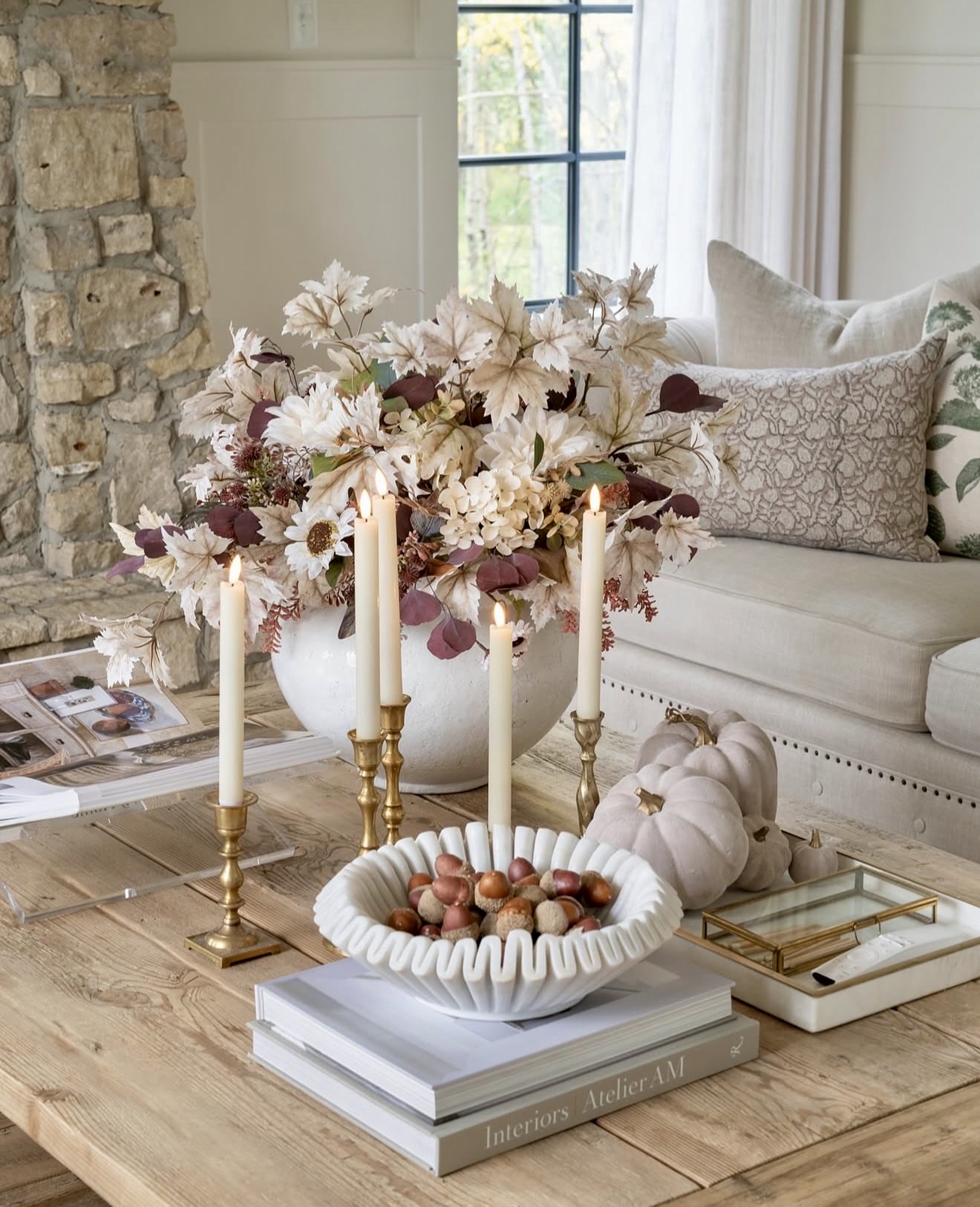 Earthy Autumn Harvest Coffee Table Display