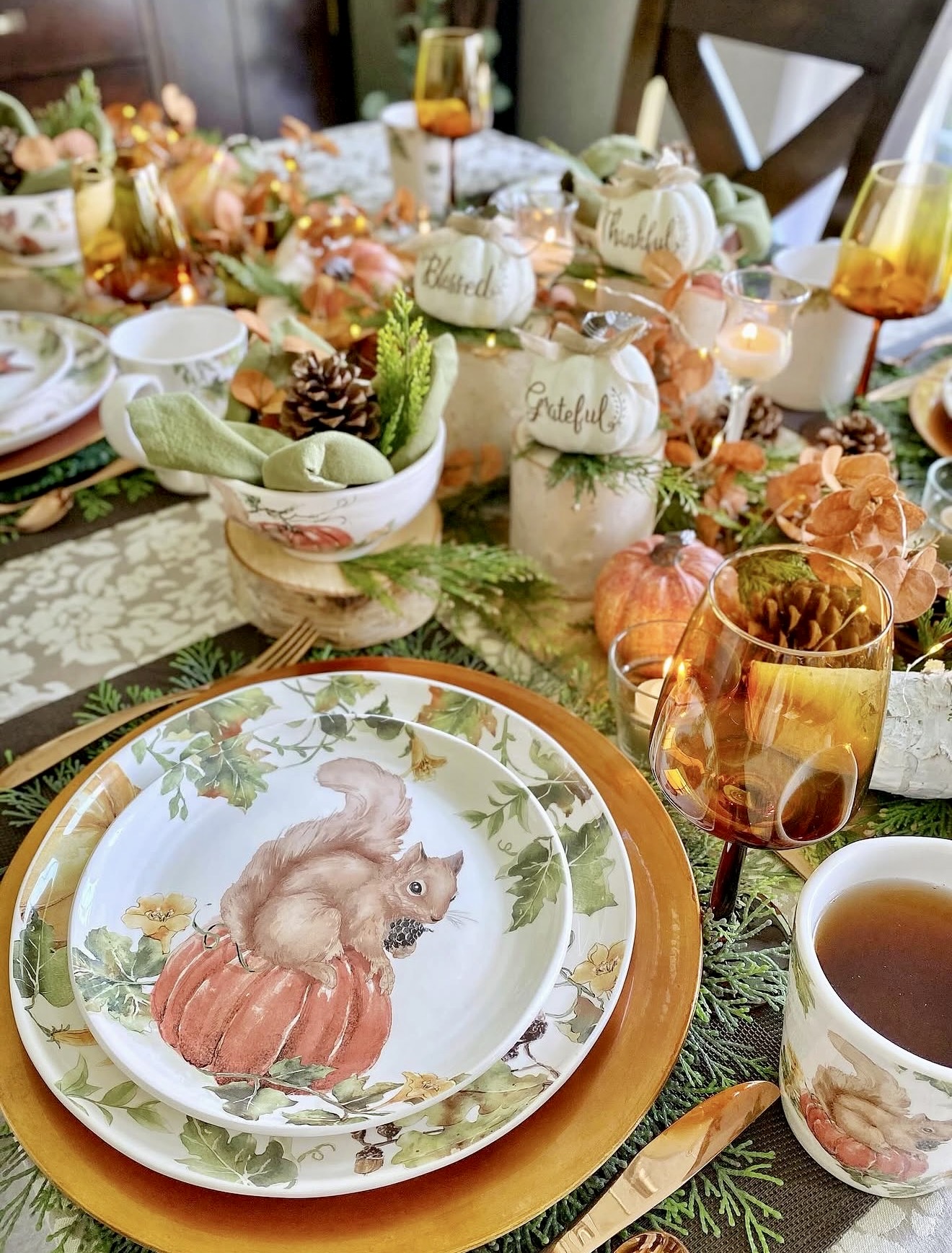 Enchanting Woodland Squirrel Autumn Table Setting