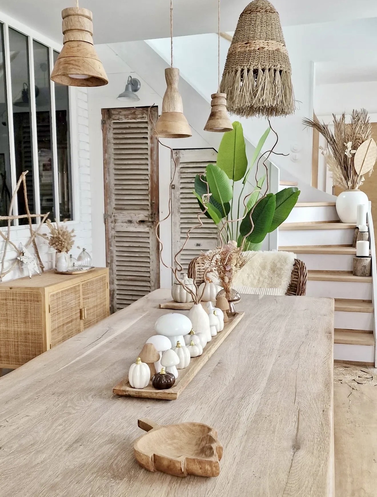 Neutral Ceramic Pumpkin Dining Table Decor
