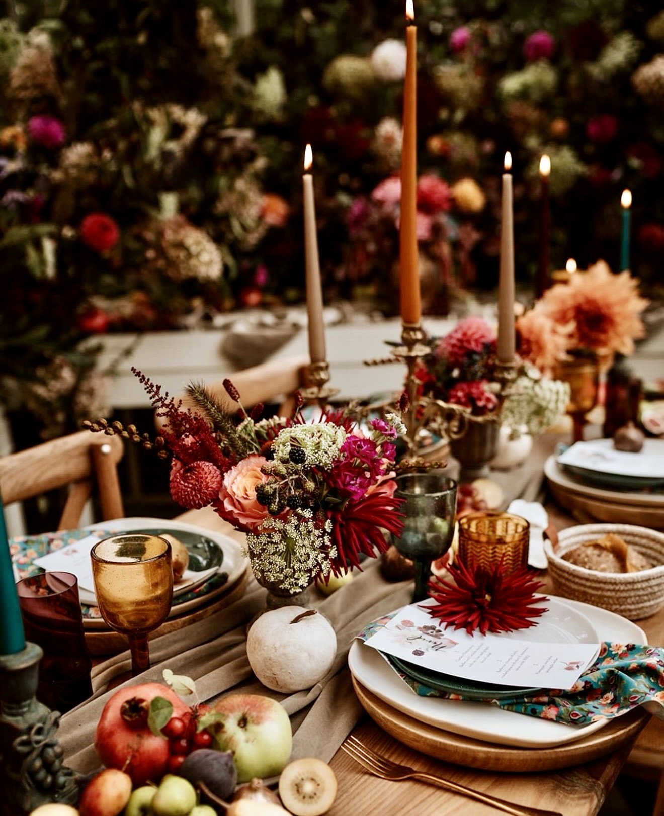 Romantic Autumn Harvest Table Setting