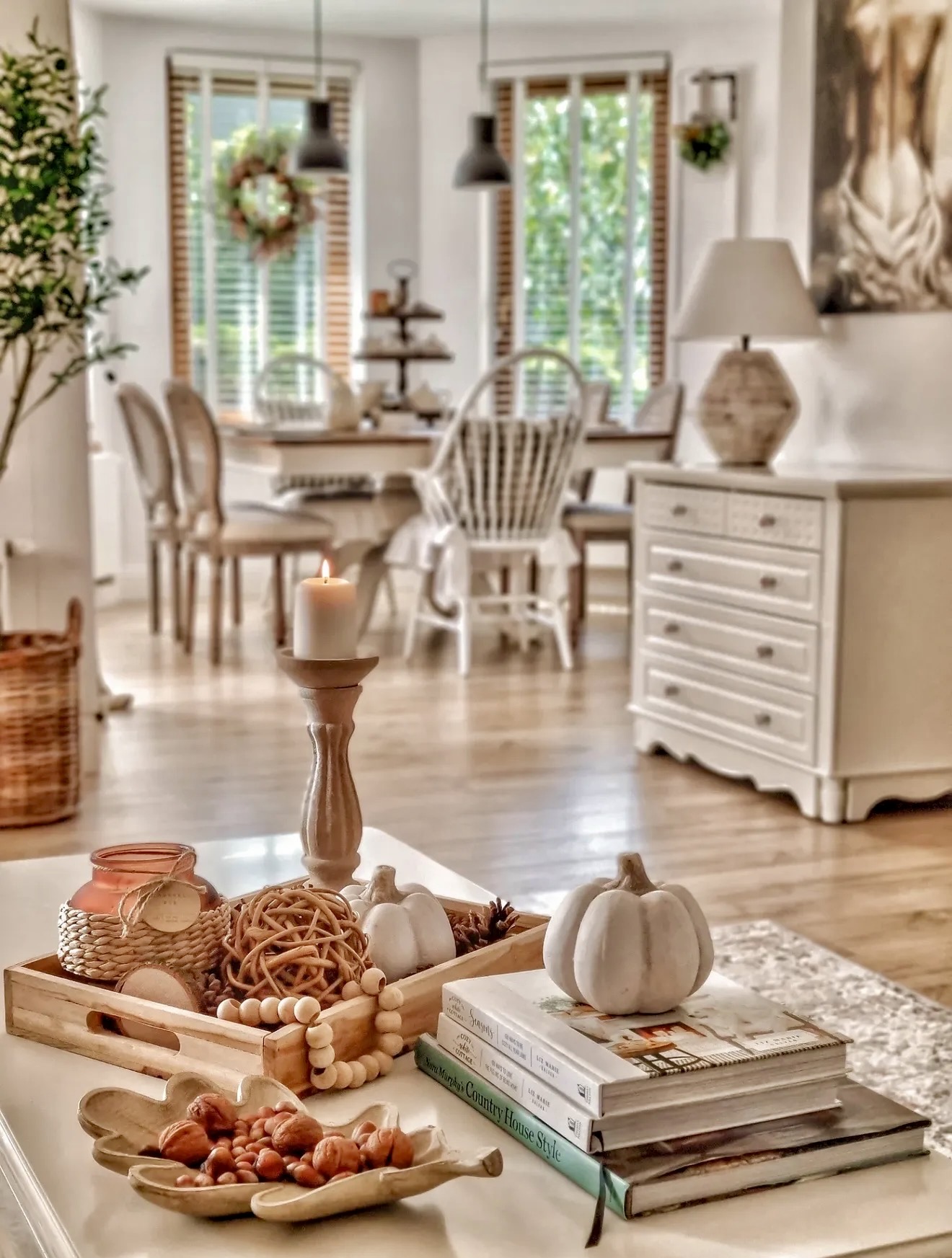 Rustic Farmhouse Fall Coffee Table Vignette