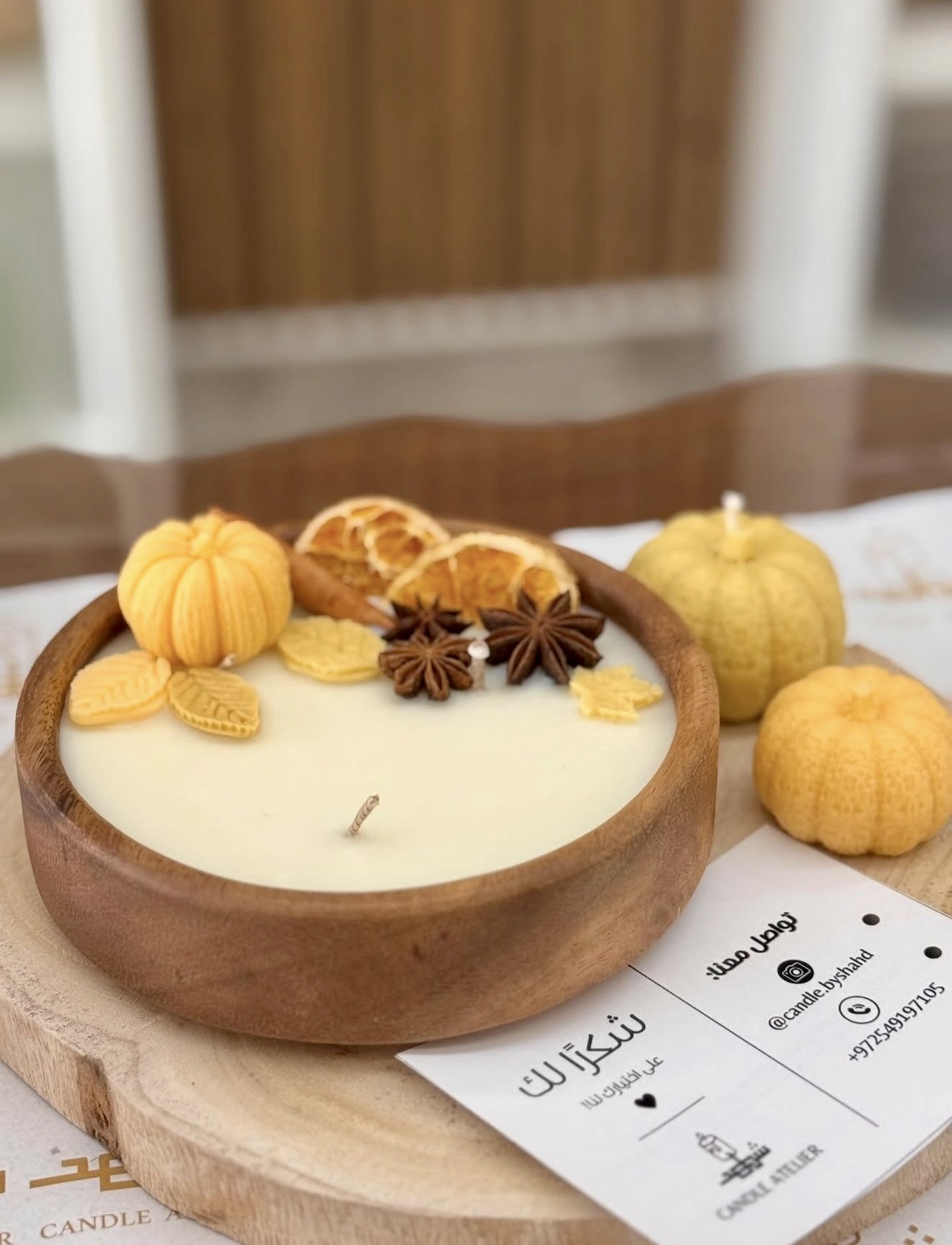 Warm Autumn Inspired Wooden Bowl Candle
