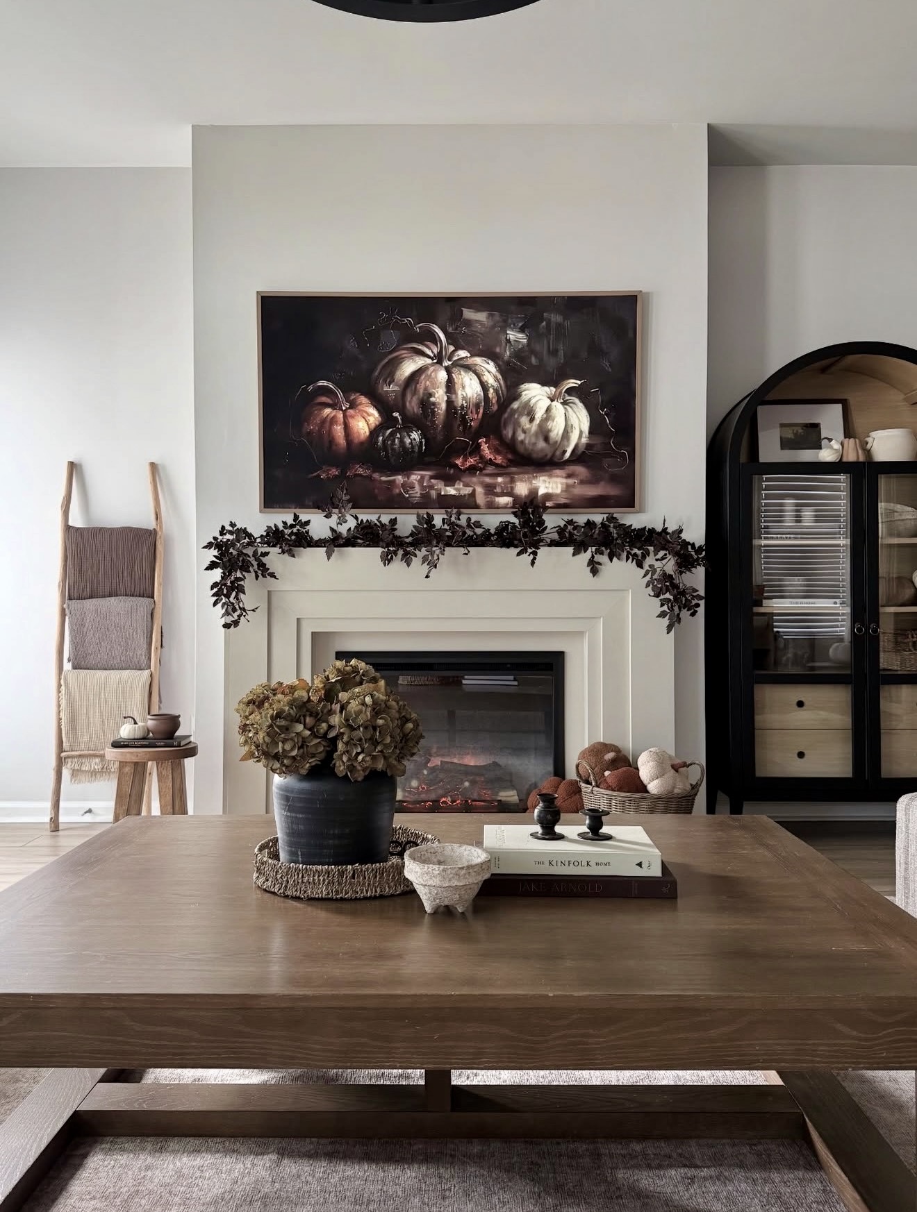 Warm Harvest Pumpkins Fireplace Mantel Decor