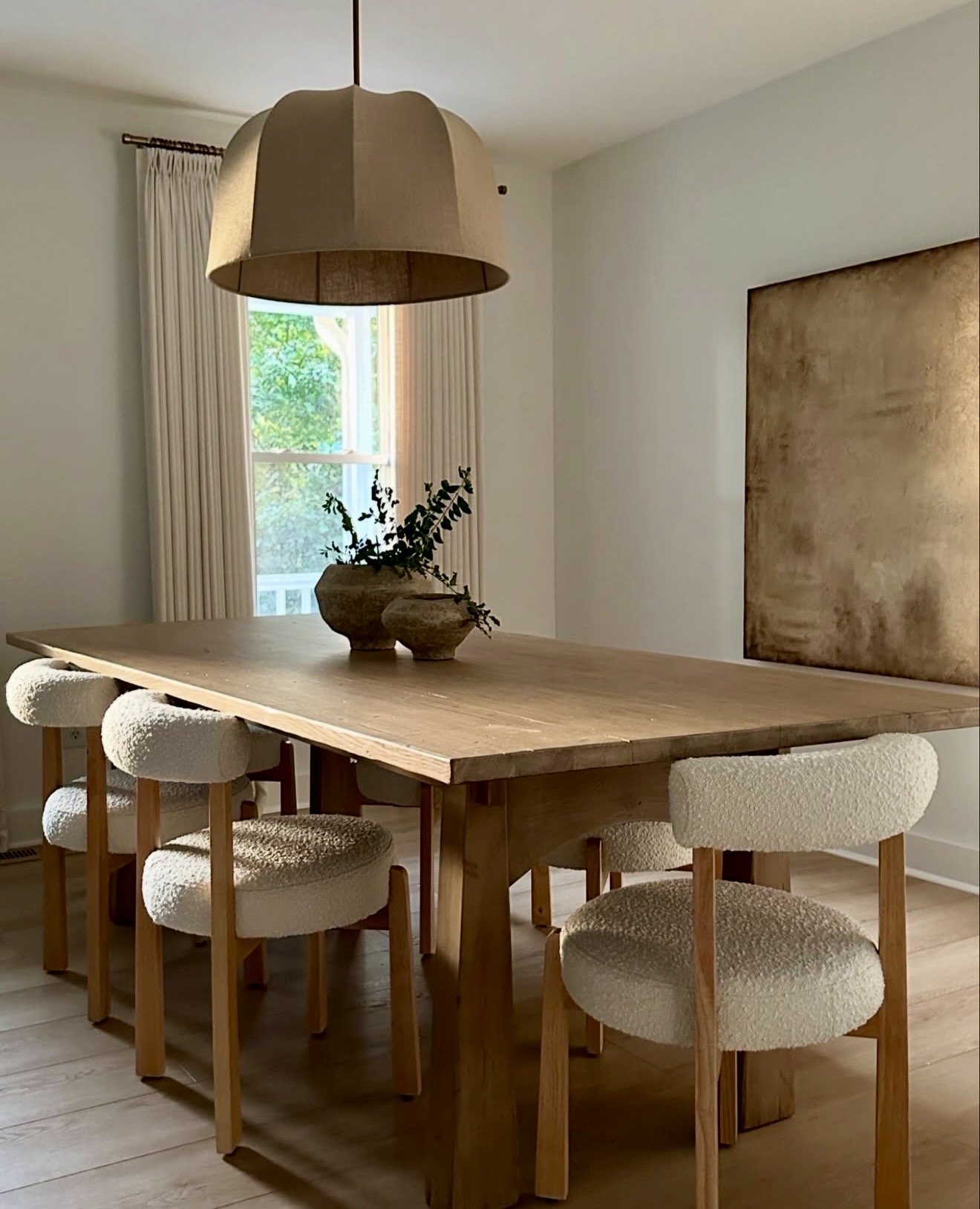 Warm Organic Dining Room with Teddy Chairs