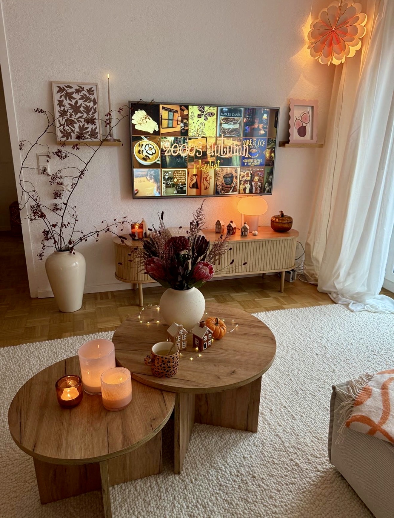 Warm Wood Tones and Cozy Candles for Fall