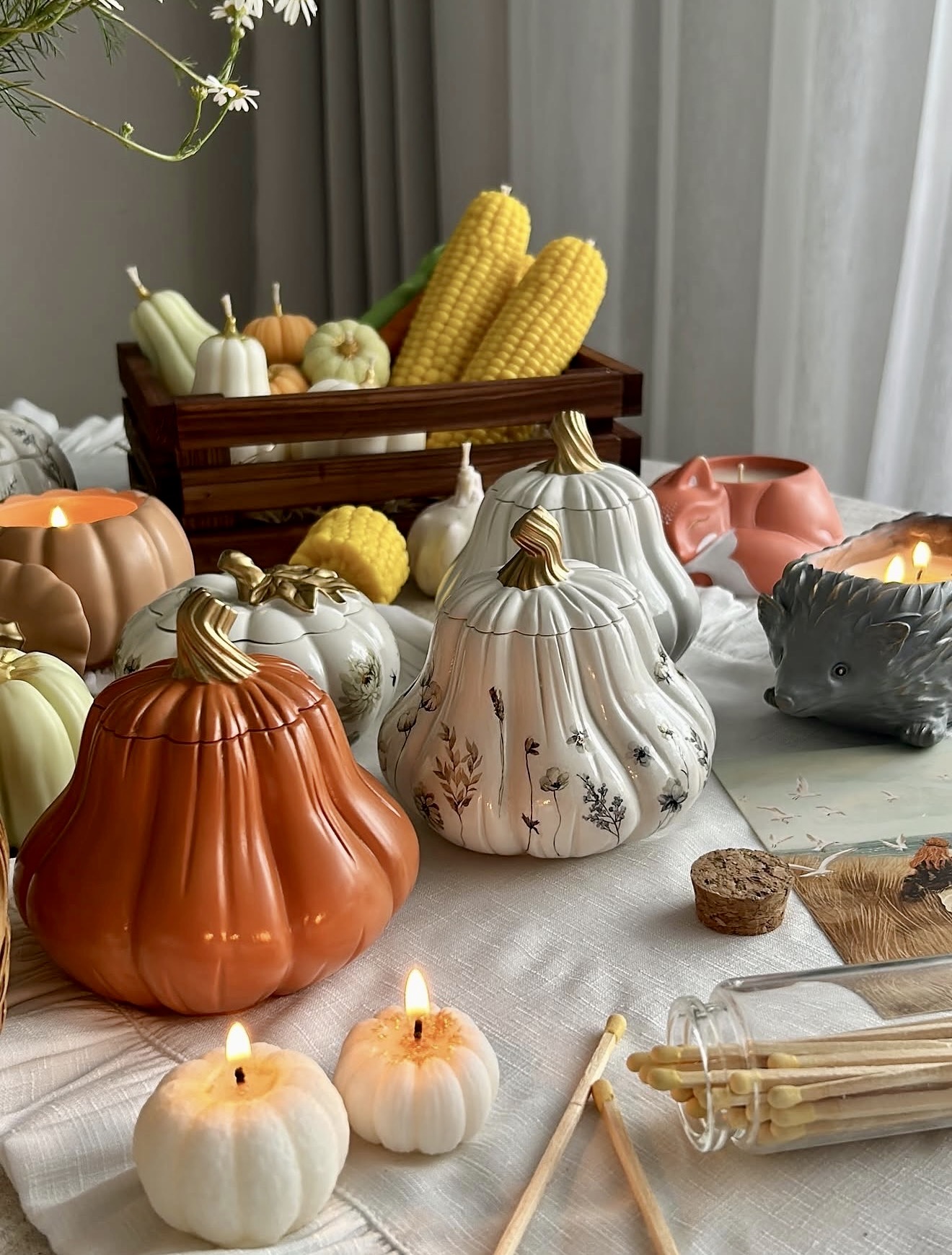 Whimsical Fall Harvest Candle Display