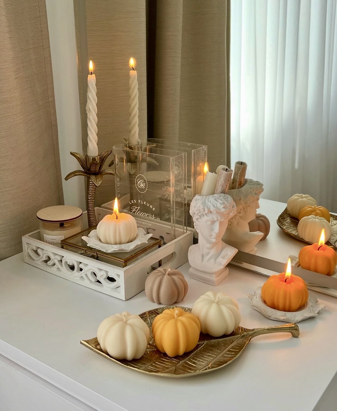 Whimsical Pumpkin Candle Autumn Display