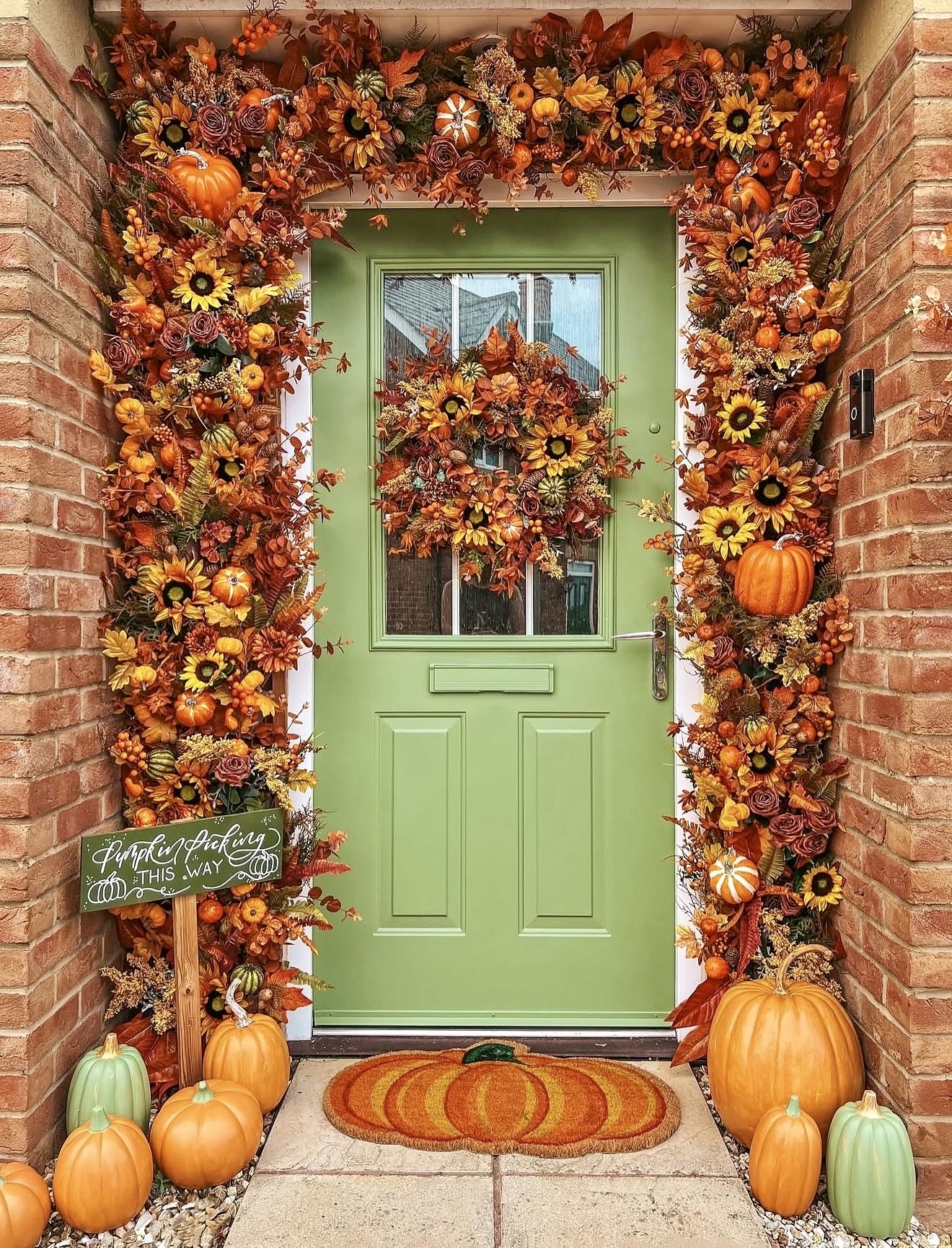 Abundant Autumn Harvest Front Door Display