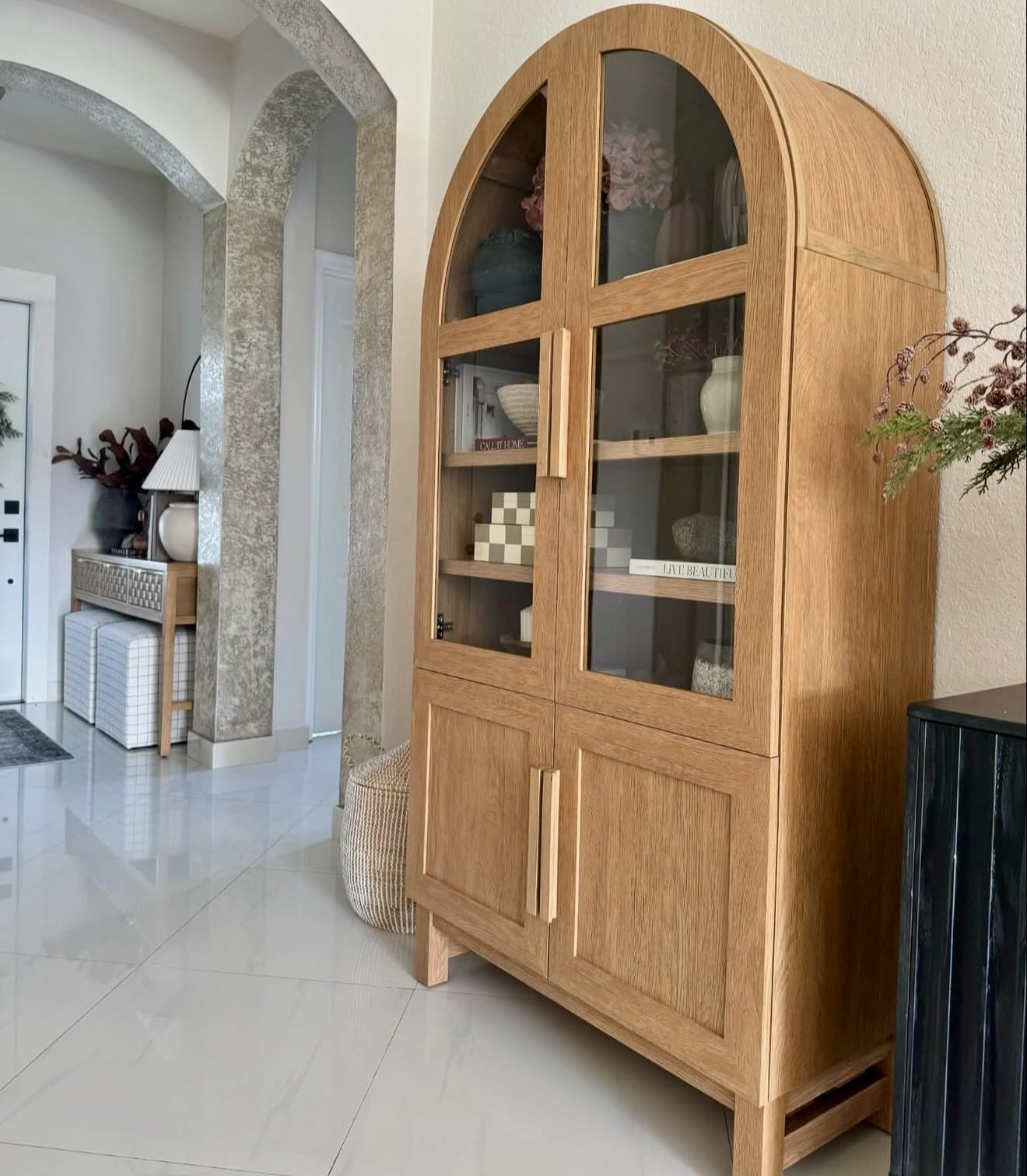 Archway Glass Display Cabinet Entryway