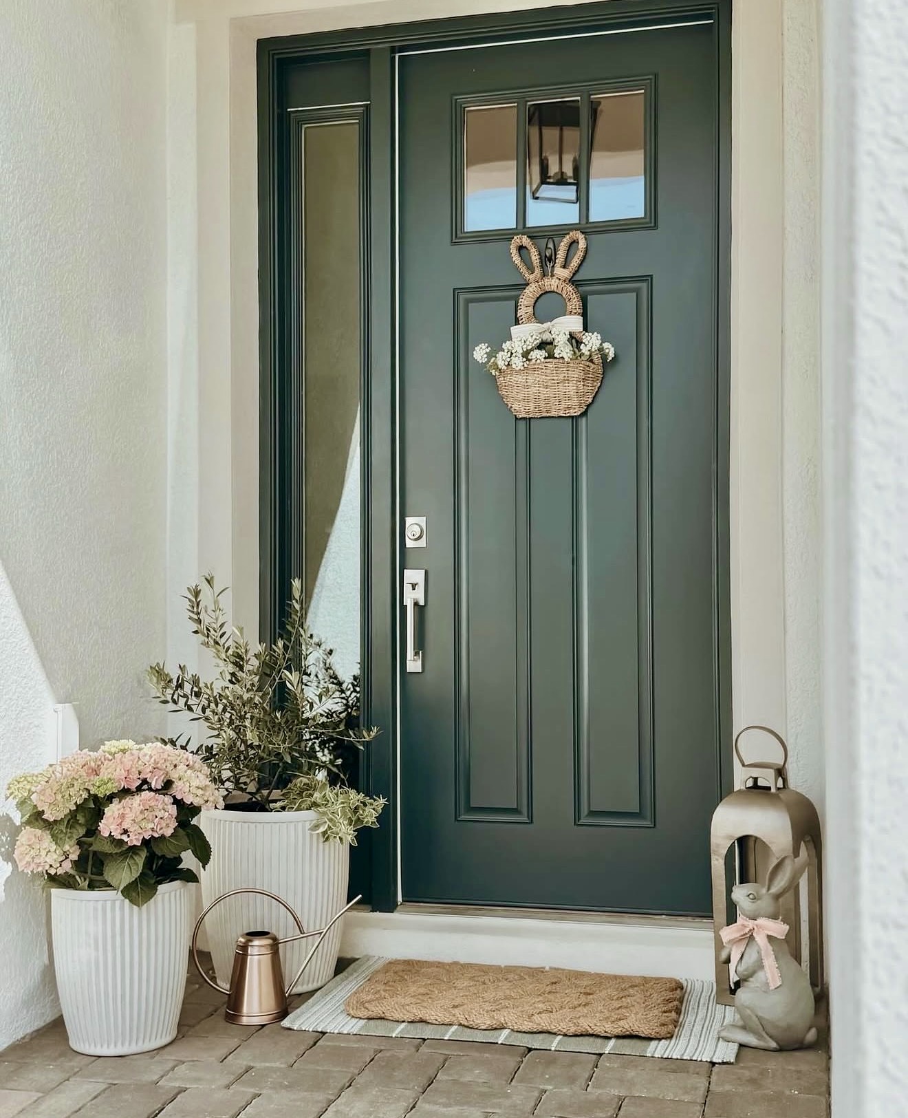 Charming Bunny Basket Spring Front Door