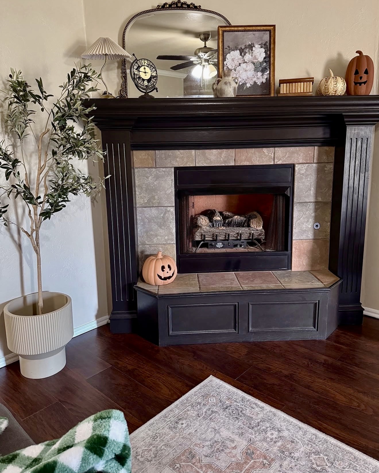 Charming Fall Fireplace with Rustic Decor