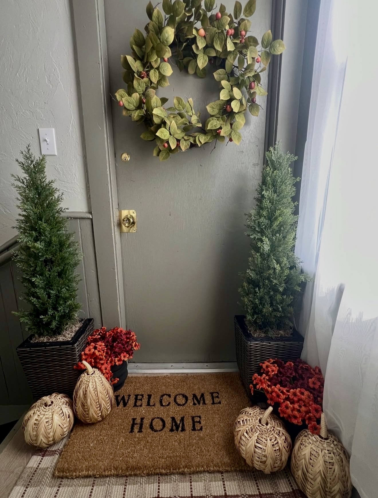 Charming Fall Harvest Front Door Entryway