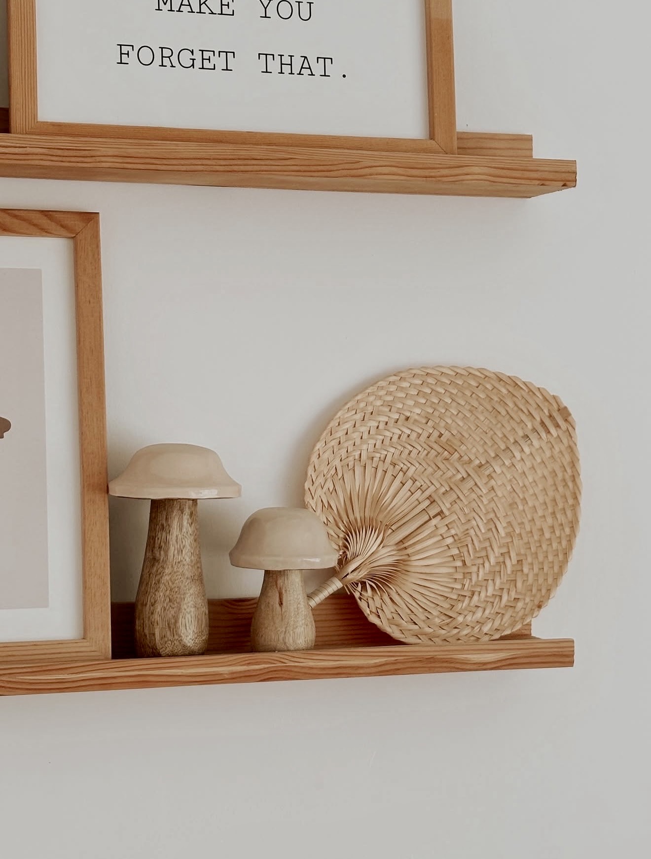 Charming Mushroom & Fan Shelf Decor Accents
