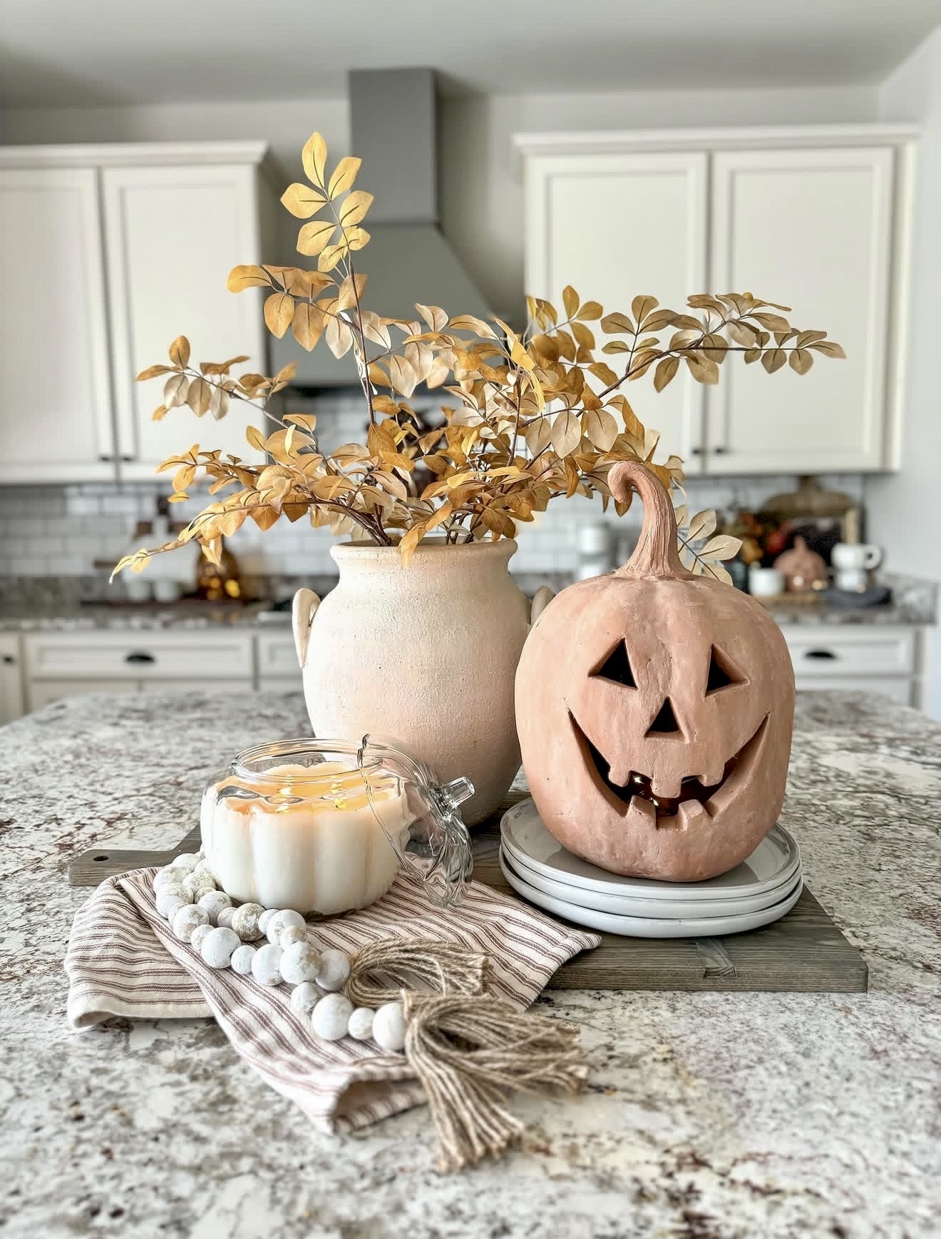 Charming Rustic Halloween Kitchen Island Decor