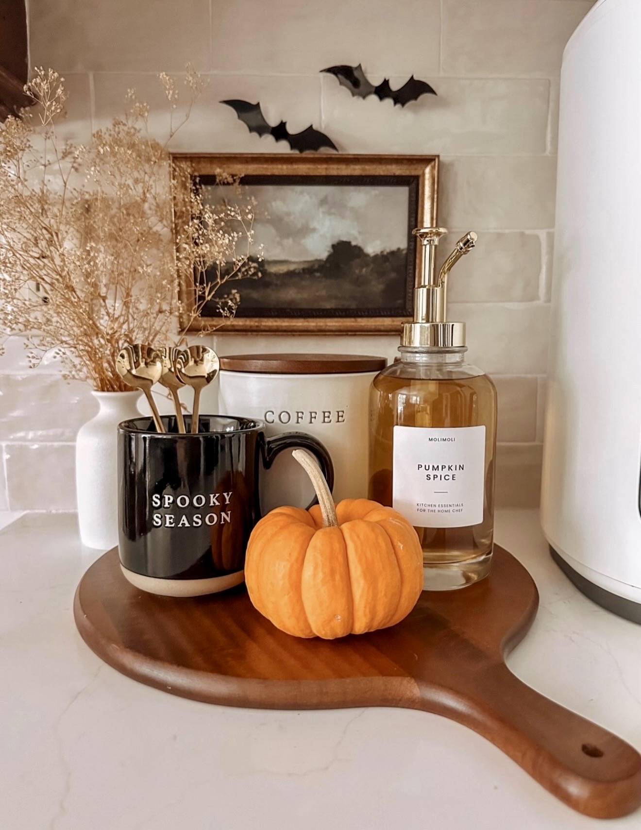 Chic Halloween Kitchen Counter Vignette
