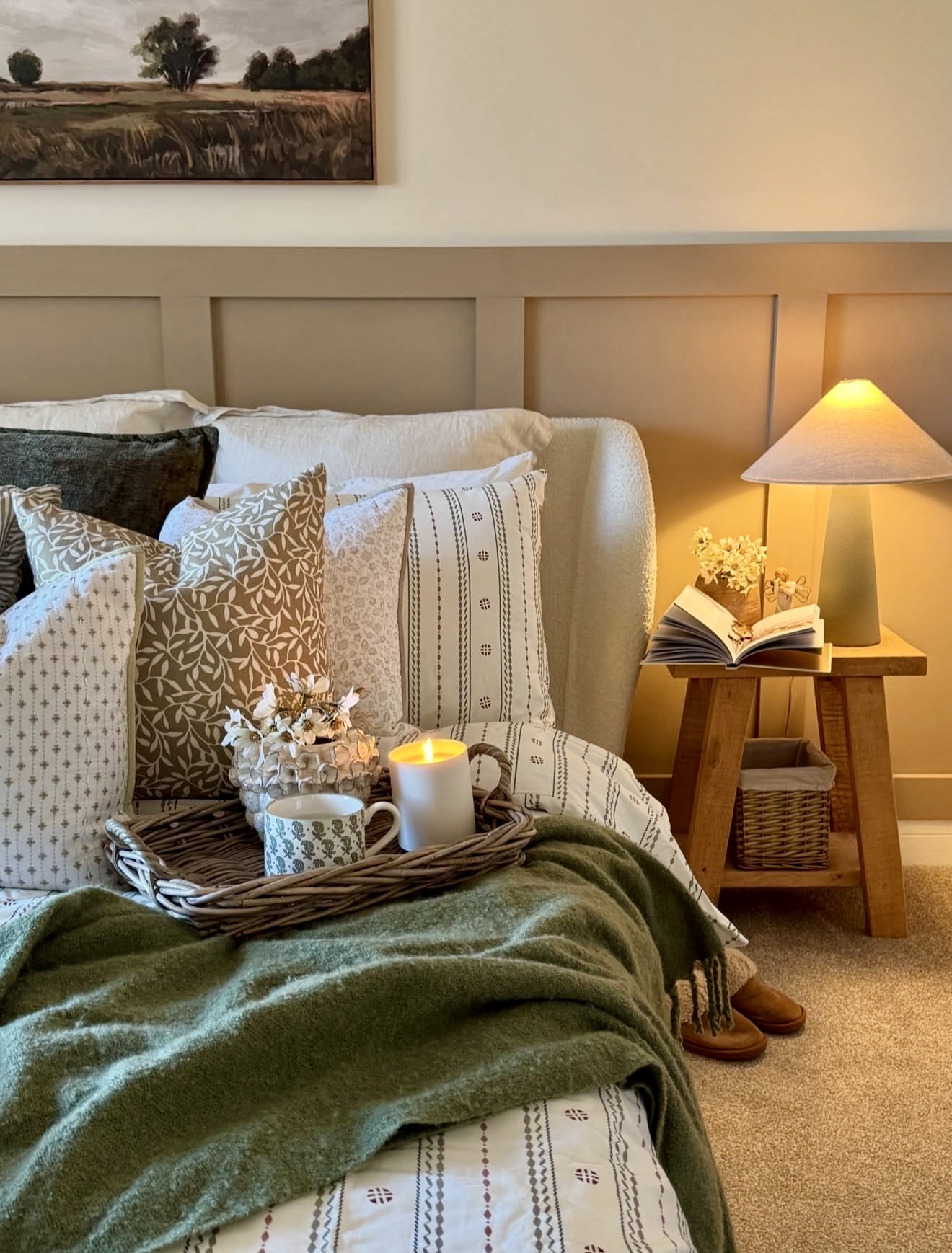 Cozy Autumn Bedside Reading Nook