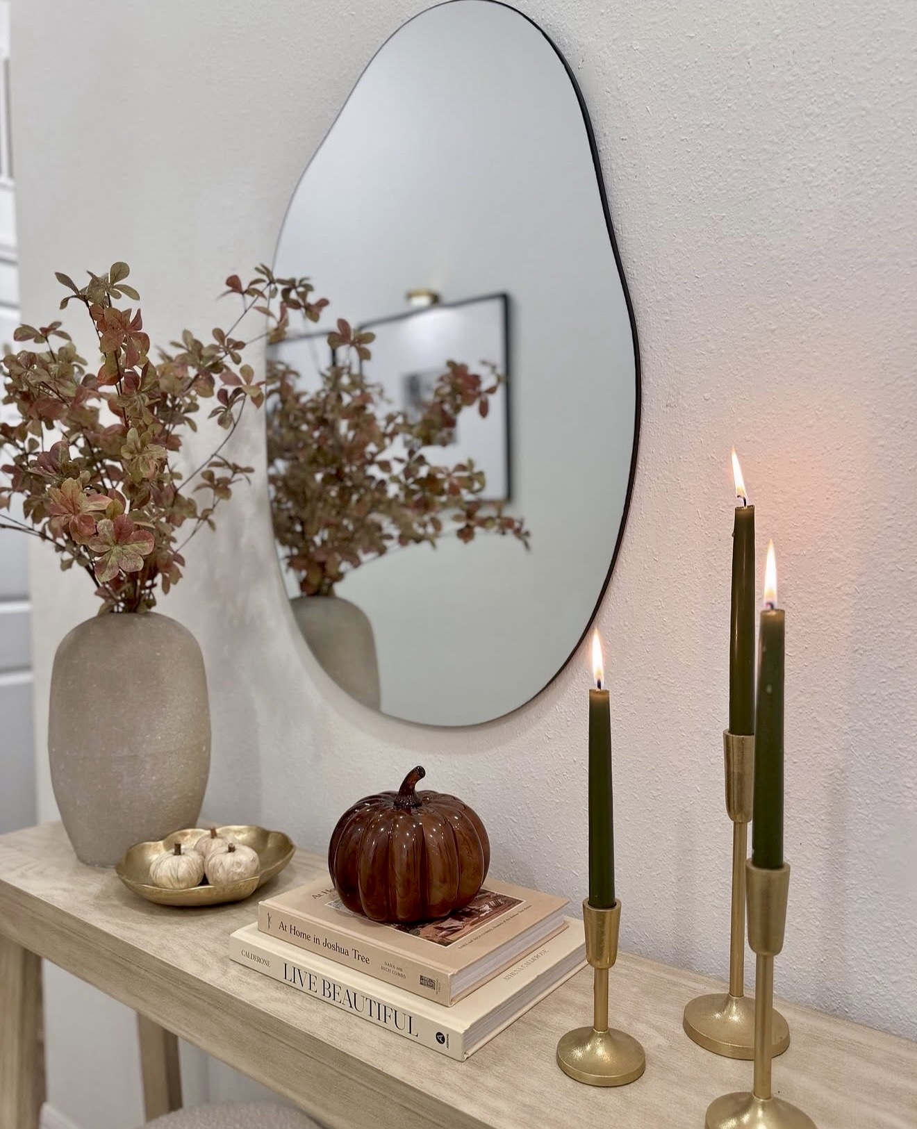 Cozy Autumn Console Table Vignette