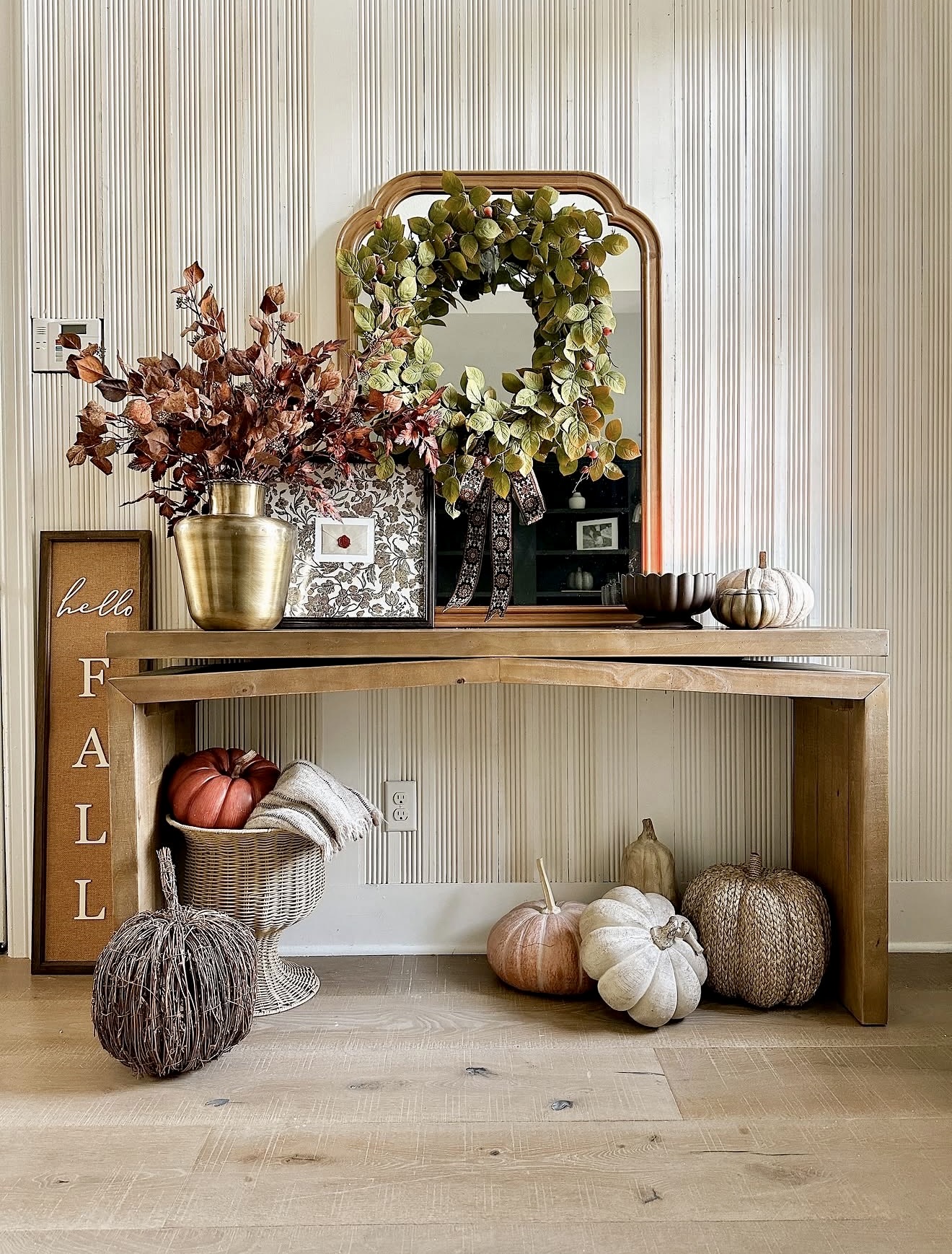 Cozy Autumn Entryway With Warm Wood Tones