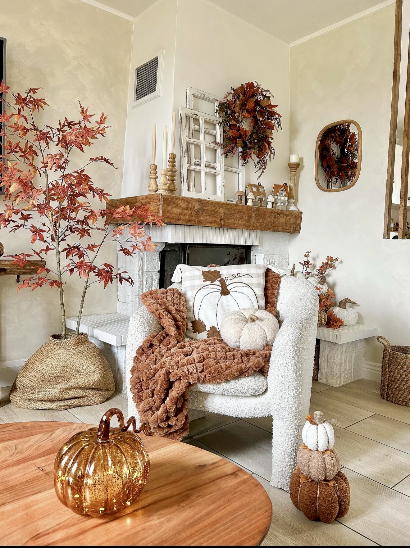 Cozy Autumn Fireplace With Warm Textures