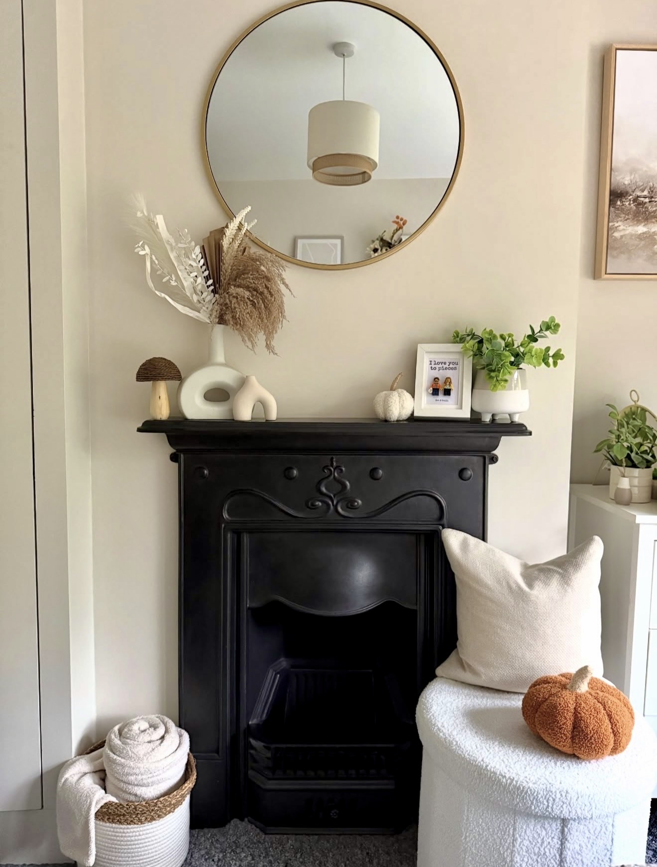 Cozy Autumn Hearth With Natural Touches