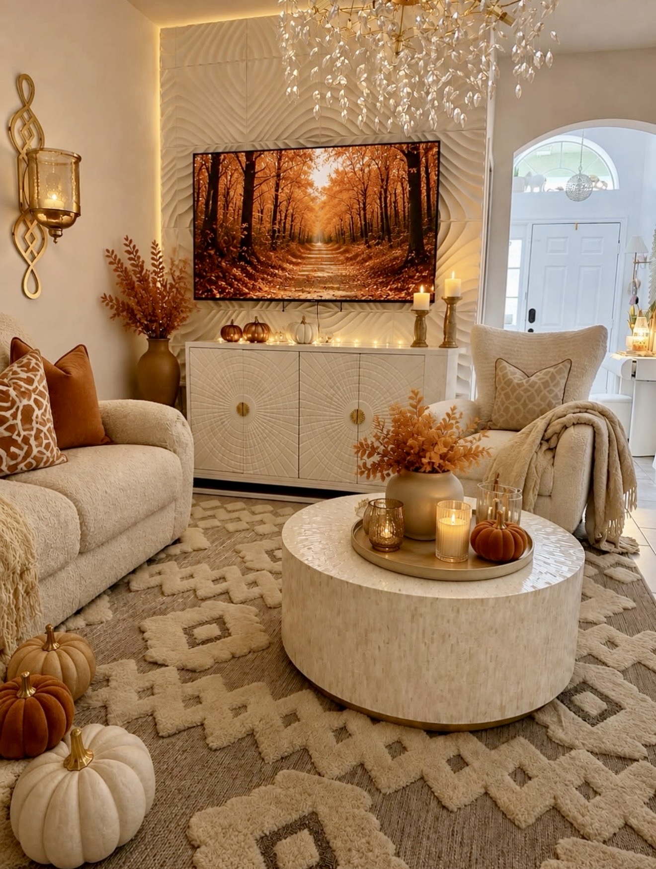 Cozy Autumn Living Room With Plush Textures