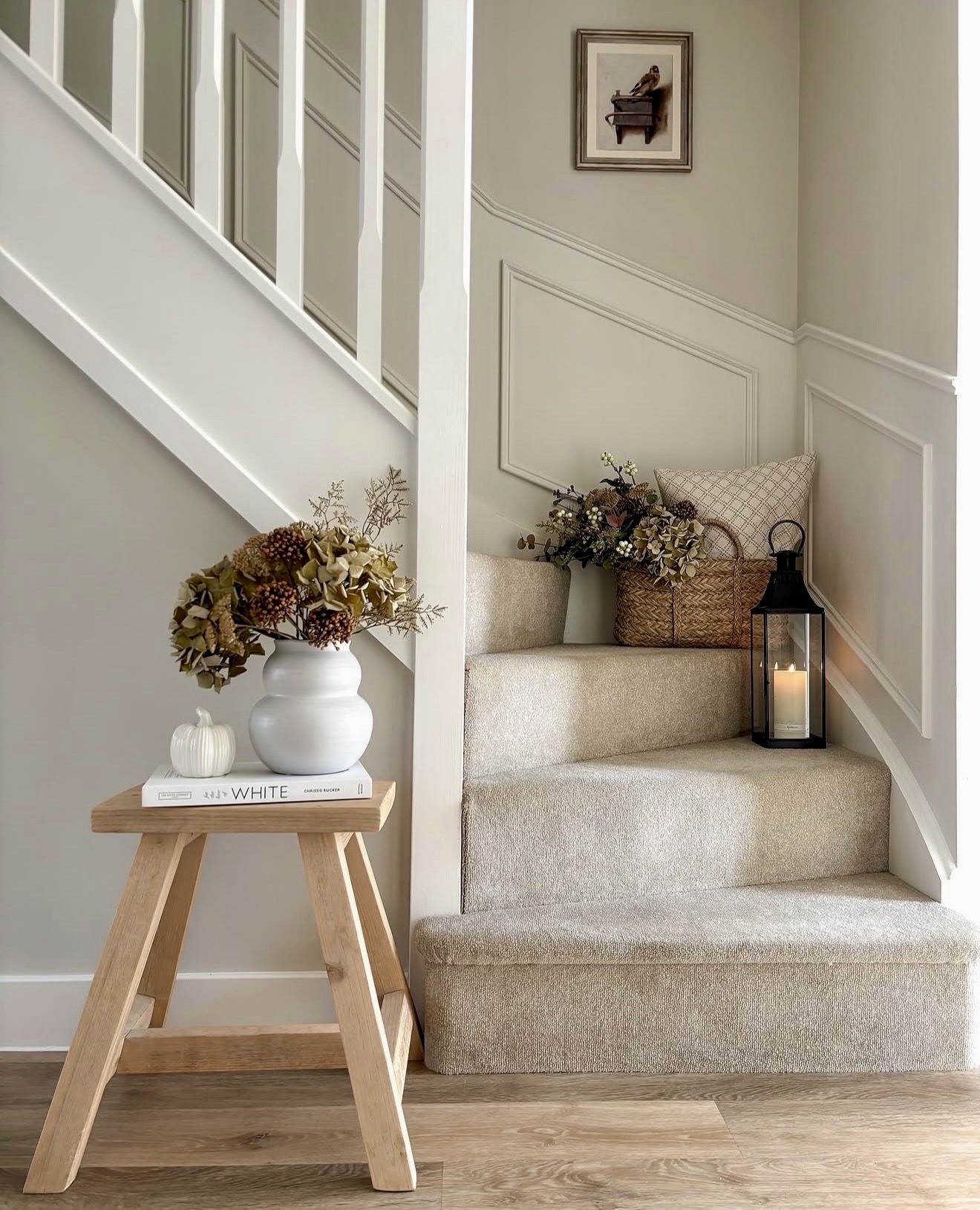 Cozy Autumn Staircase Entryway Accent