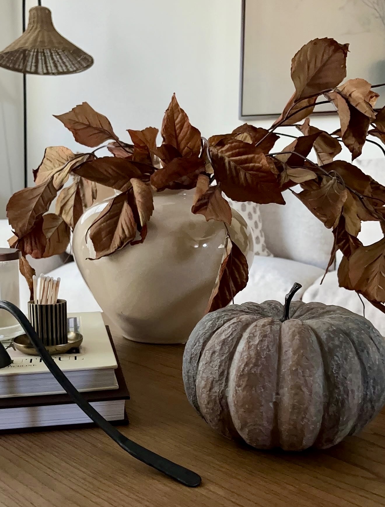 Cozy Autumn Vignette With Natural Elements