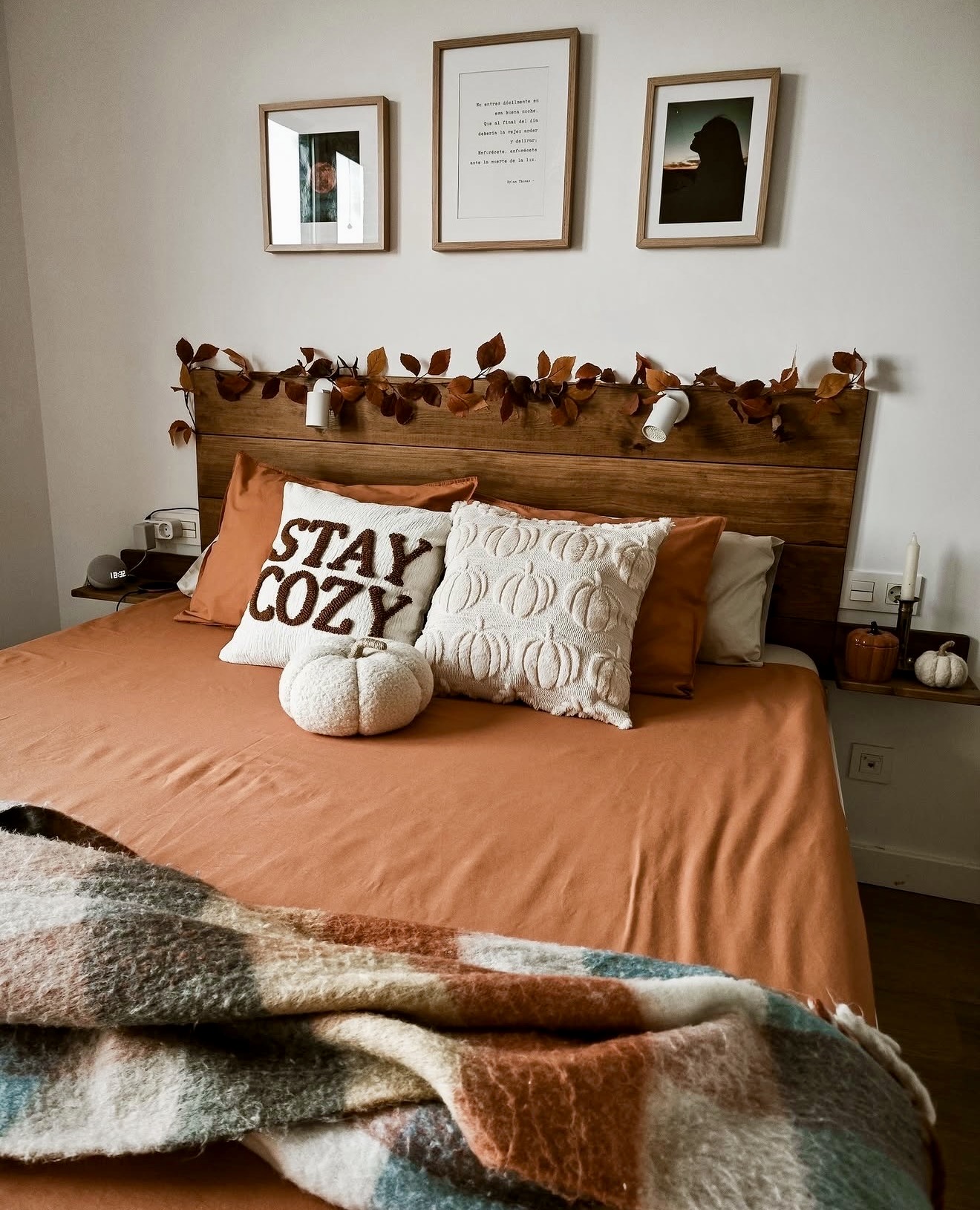 Cozy Fall Bedroom with Pumpkin Accents