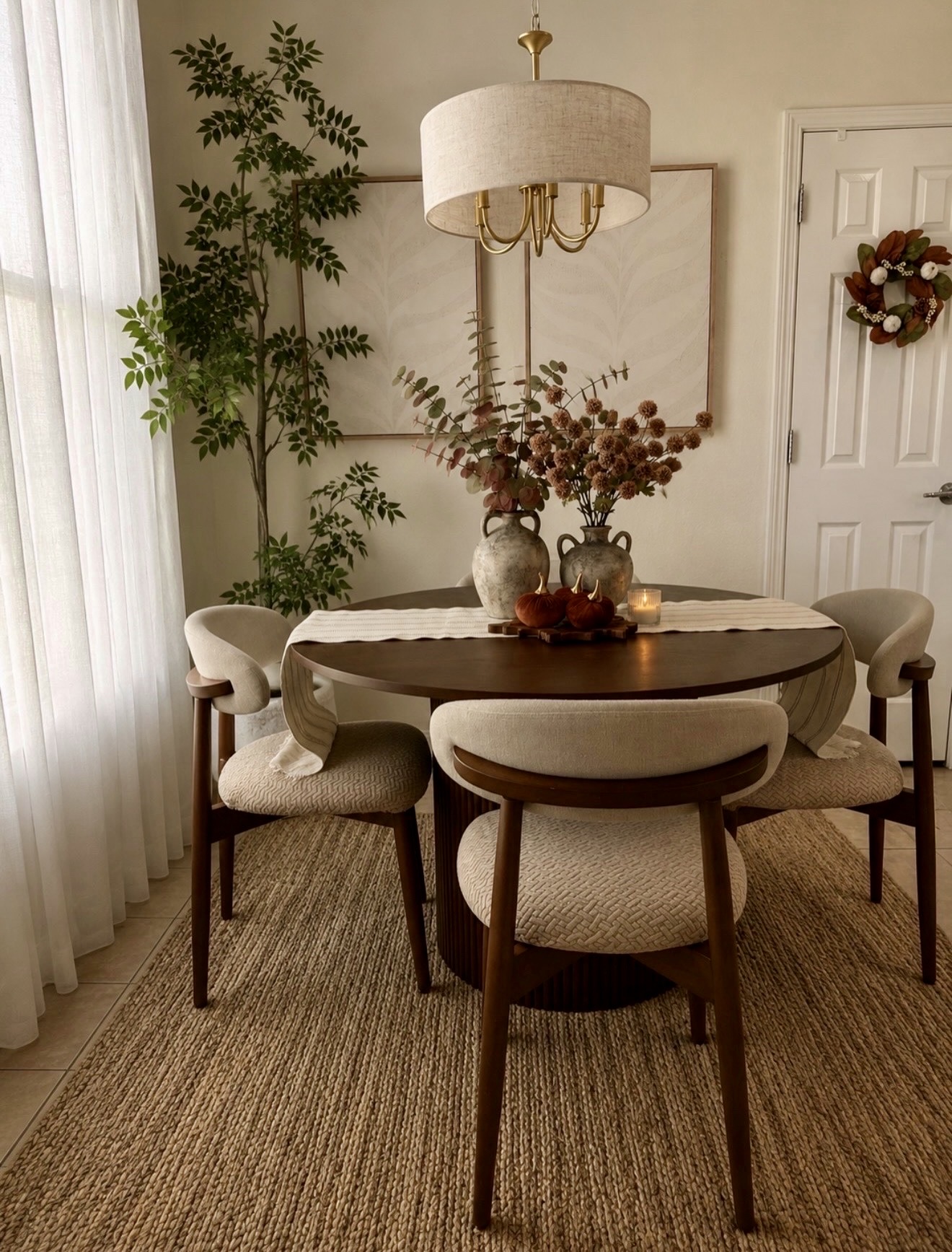 Cozy Fall Dining Room with Neutral Tones