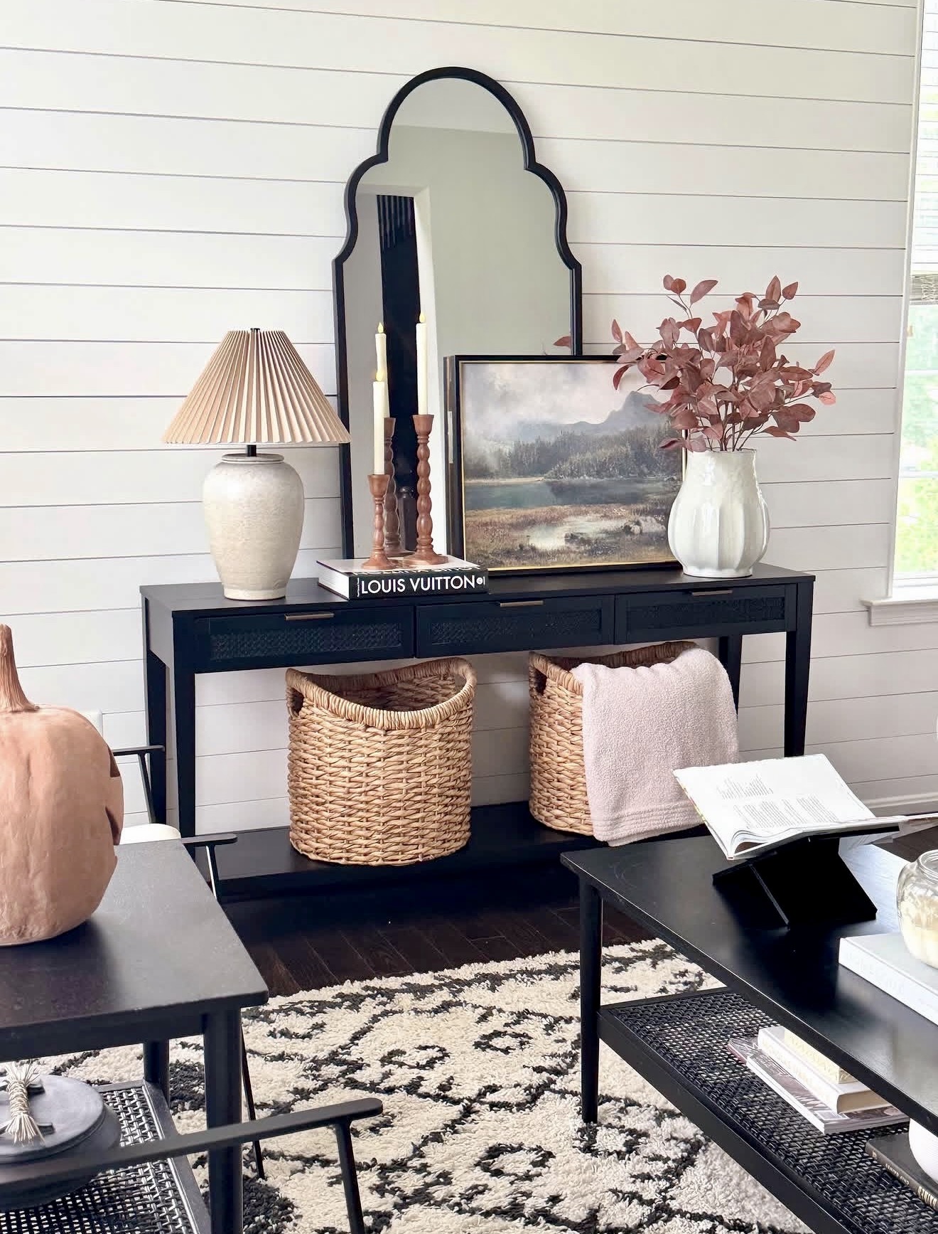 Cozy Fall Entryway With Rustic Baskets