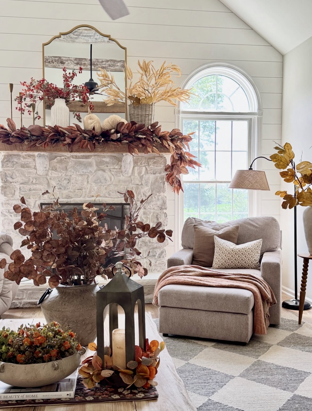 Cozy Fall Fireplace with Neutral Tones