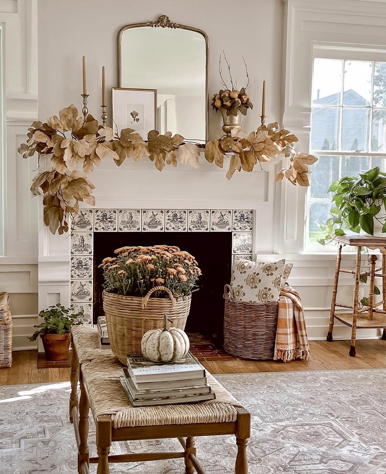 Cozy Fall Harvest Mantel and Hearth