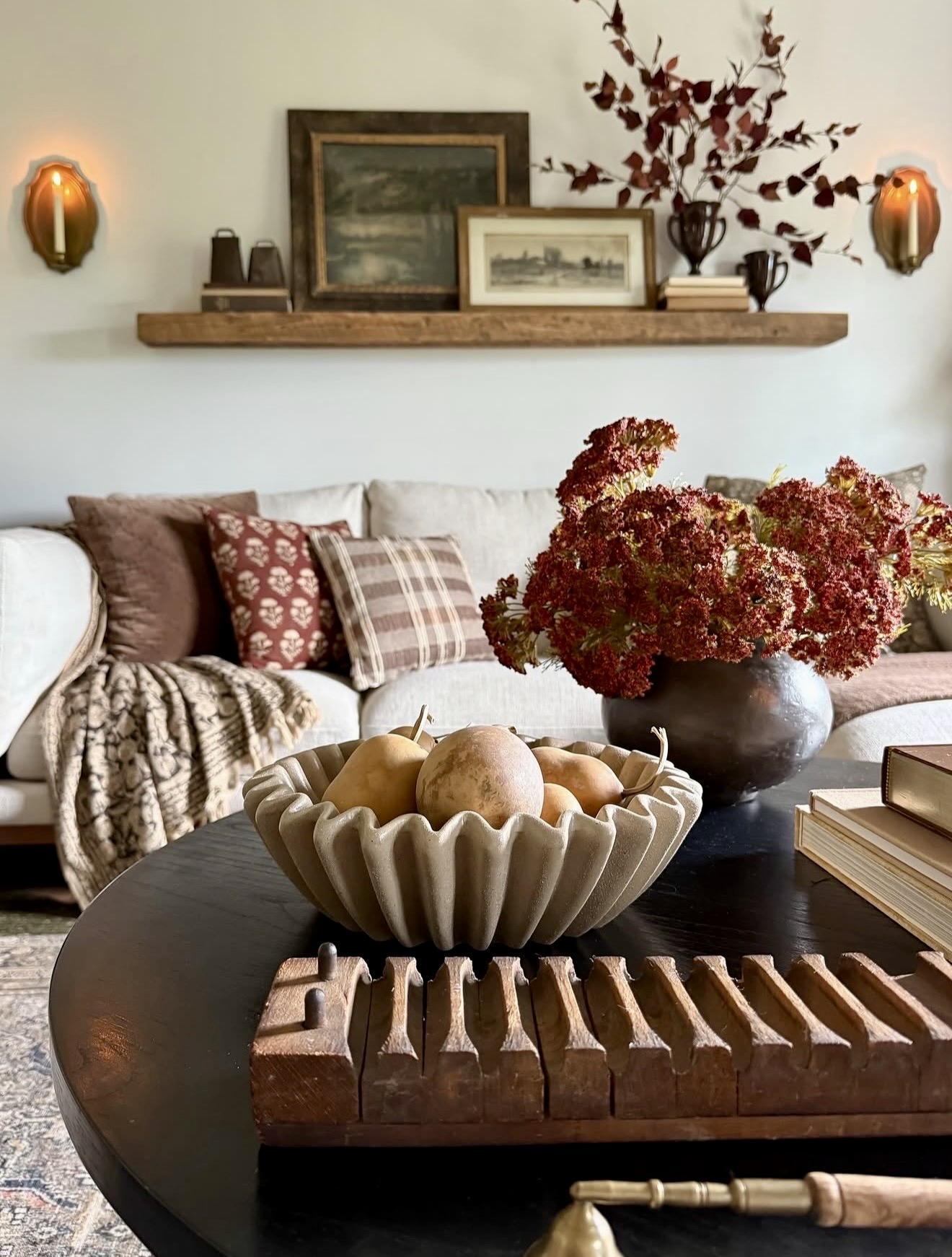 Cozy Fall Living Room Vignette With Textured Accents