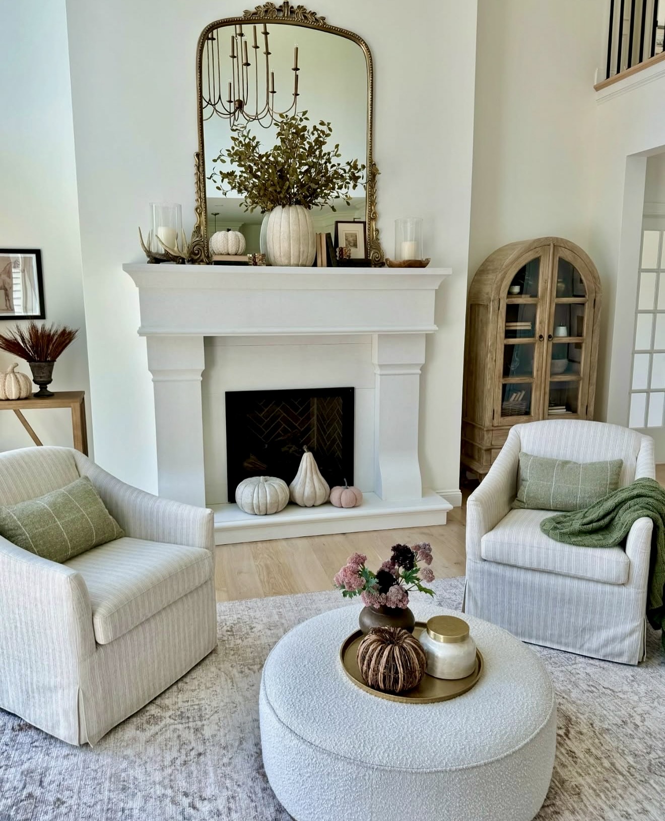 Cozy Fall Living Room with White Fireplace