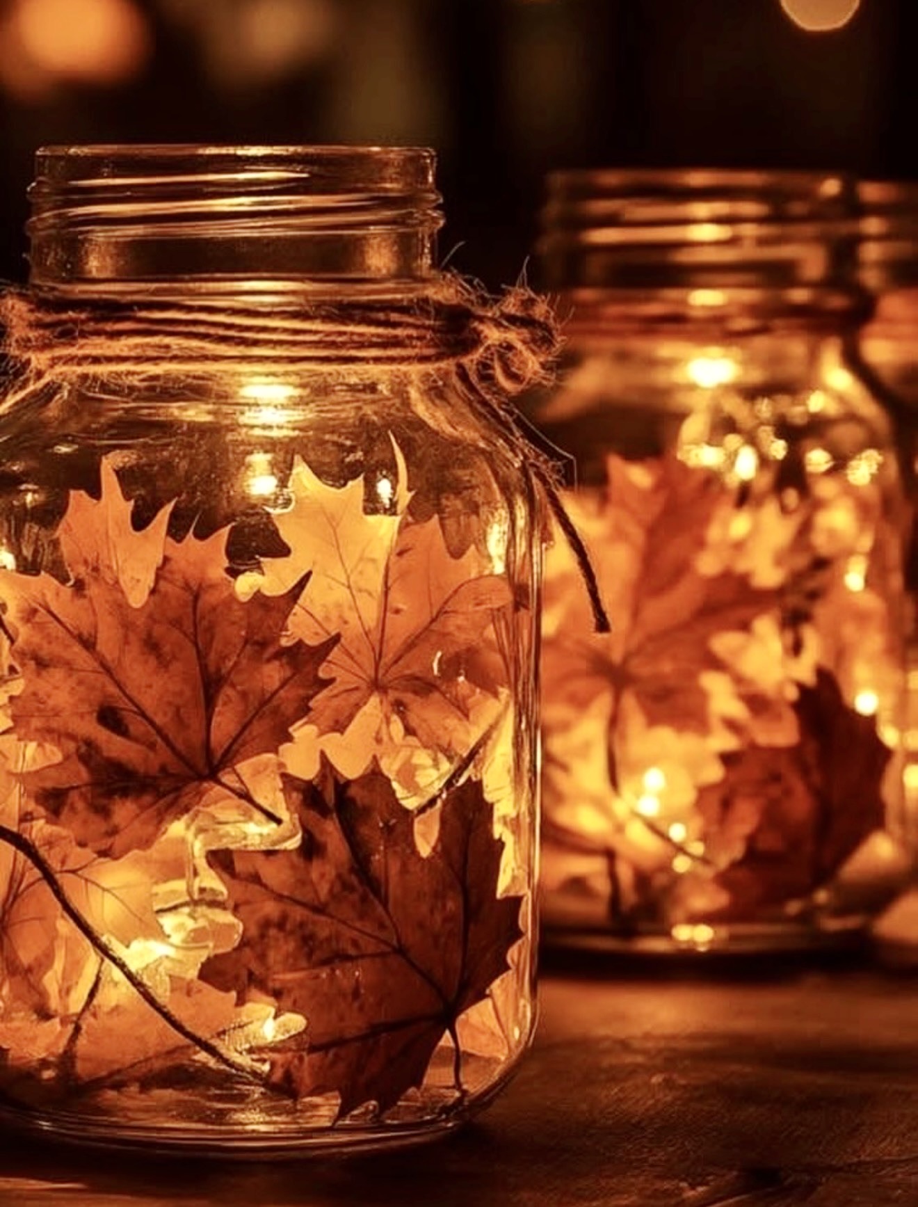 Cozy Mason Jar Leaf Lanterns for Fall