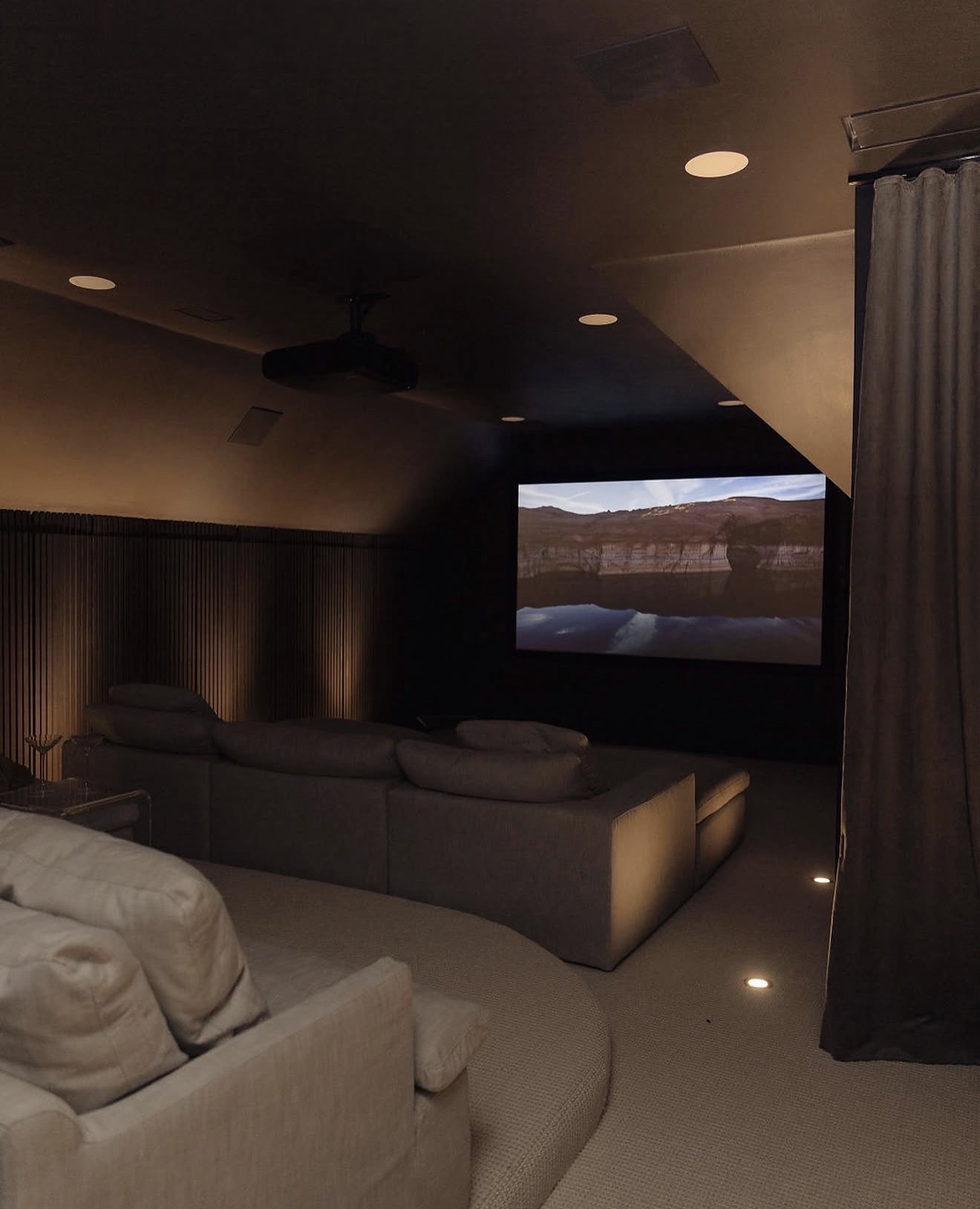 Cozy Minimalist Attic Home Cinema Experience