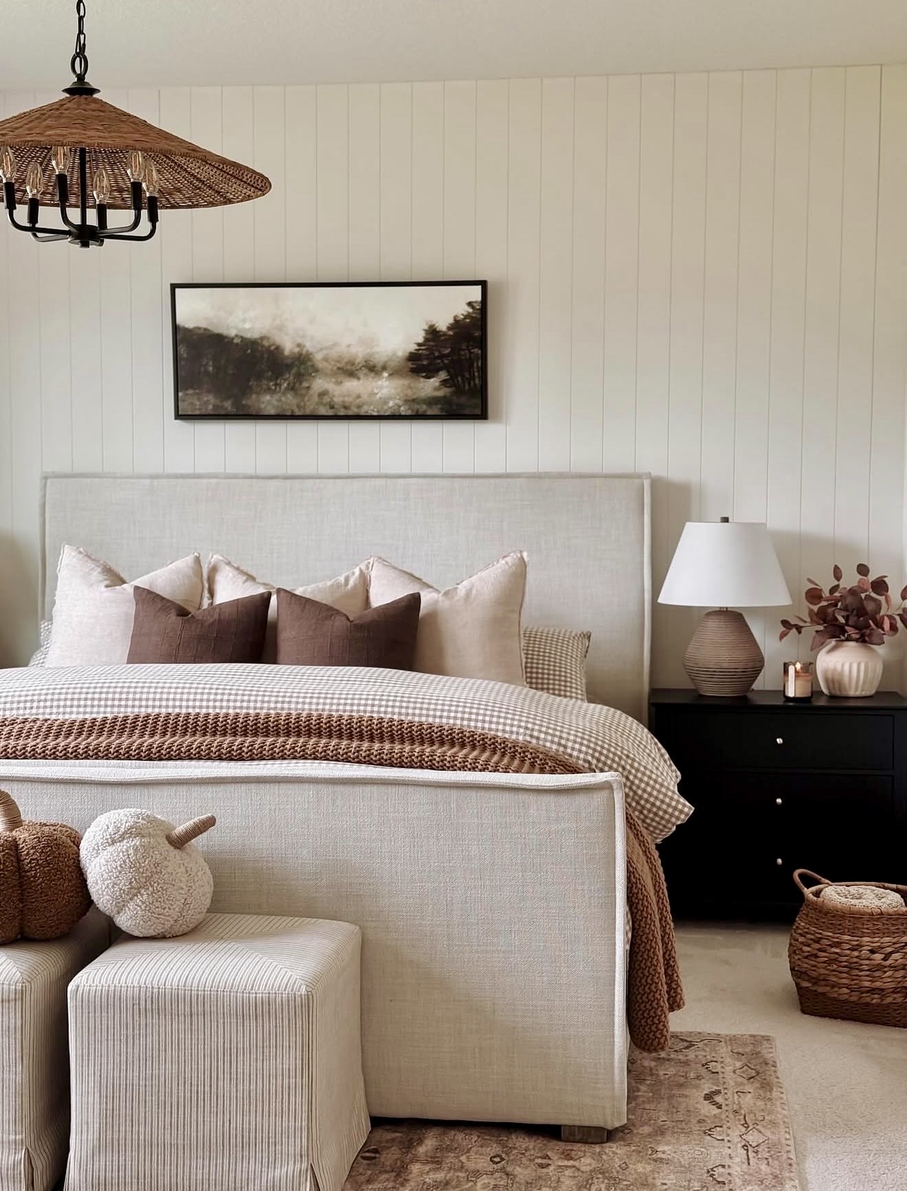 Cozy Neutral Fall Bedroom Retreat