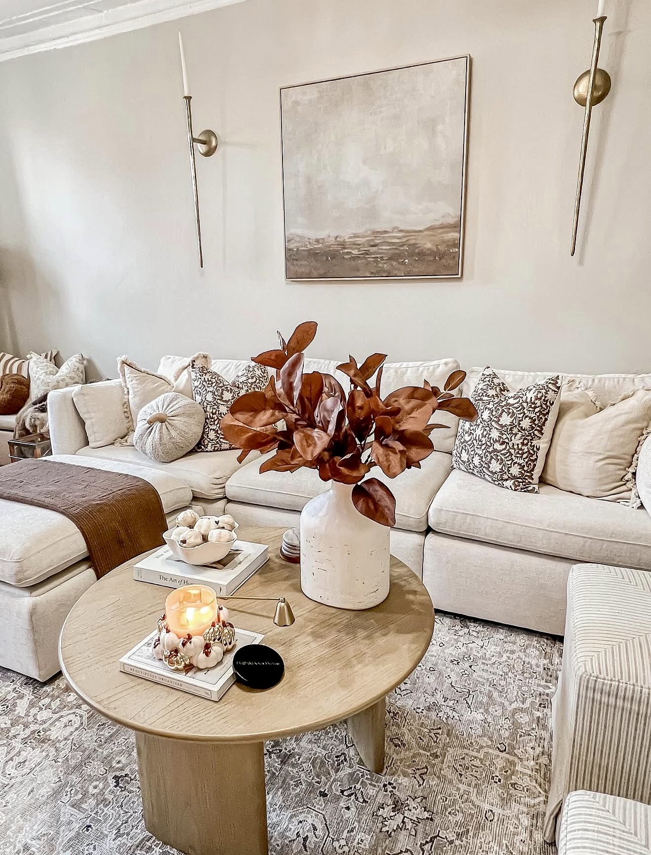 Cozy Neutral Fall Living Room With Rustic Accents