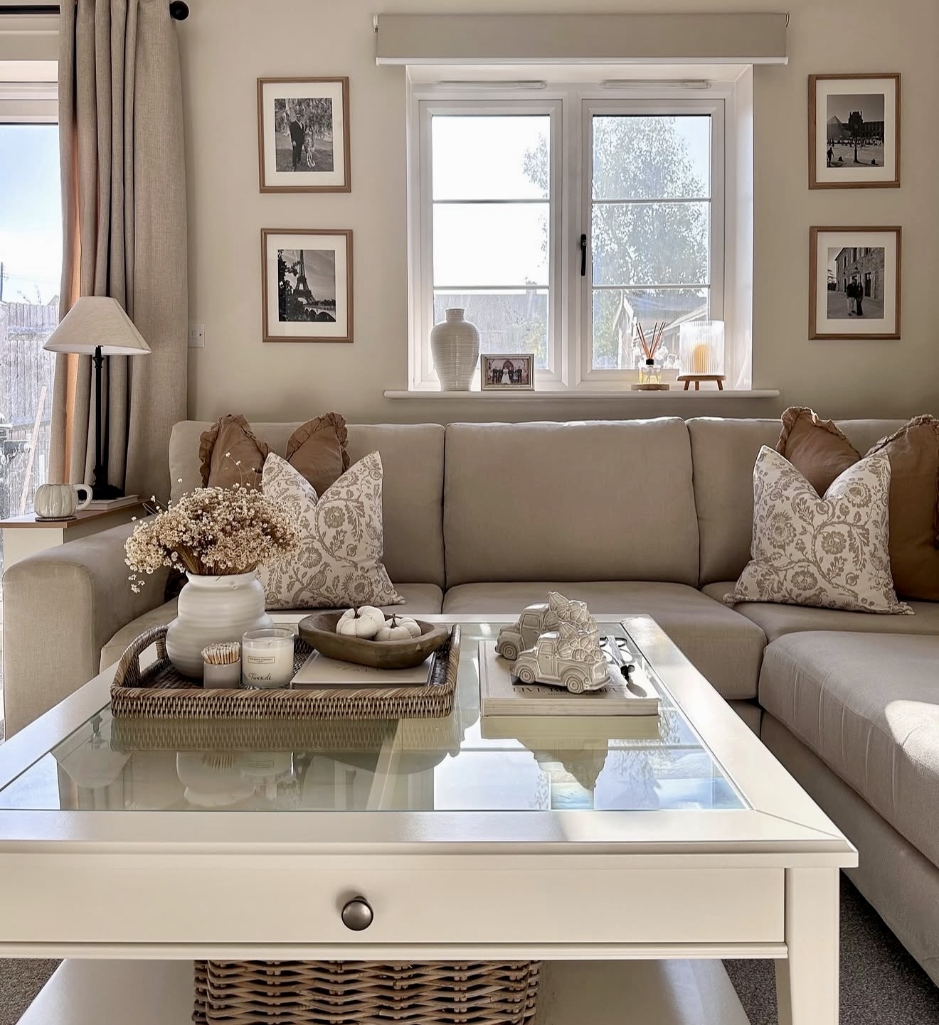 Cozy Neutral Fall Living Room with Textured Accents