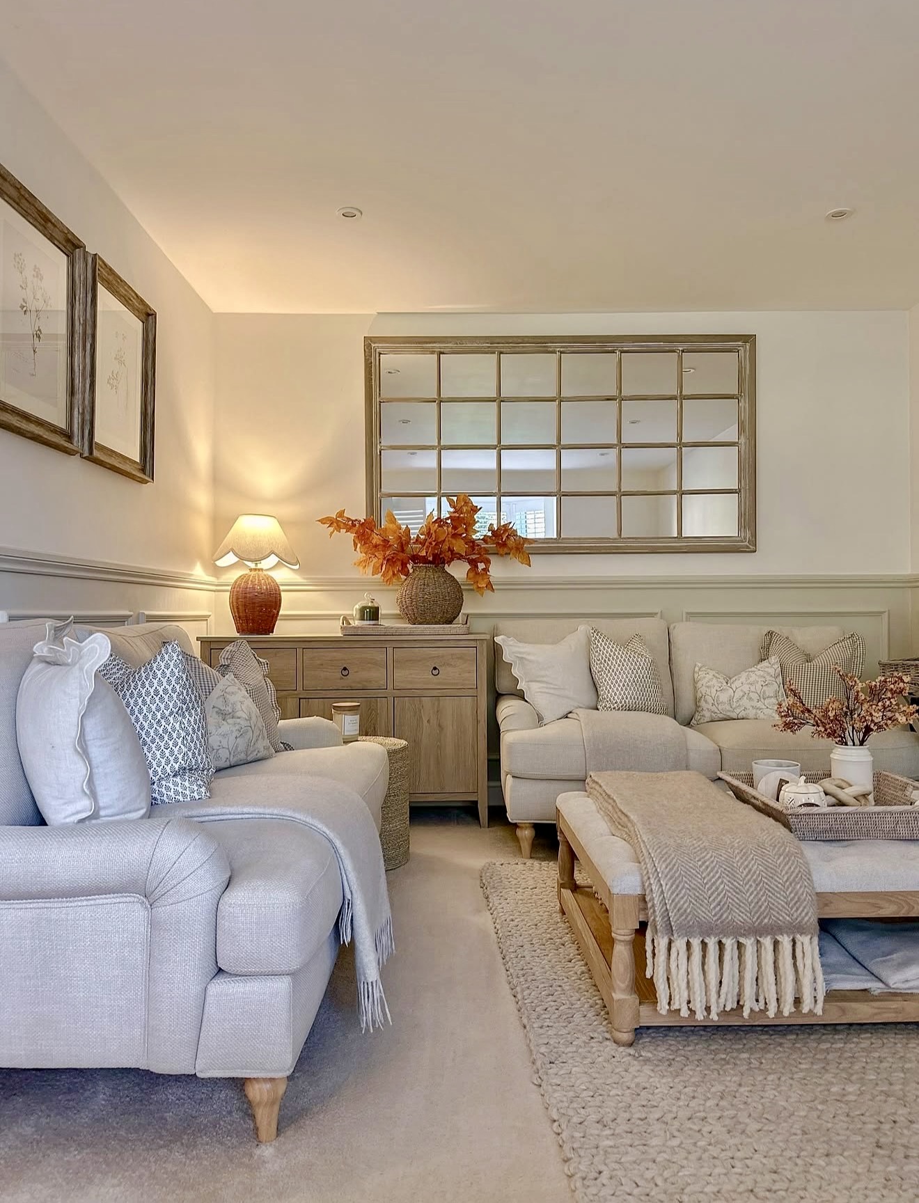 Cozy Neutral Living Room With Autumn Accents