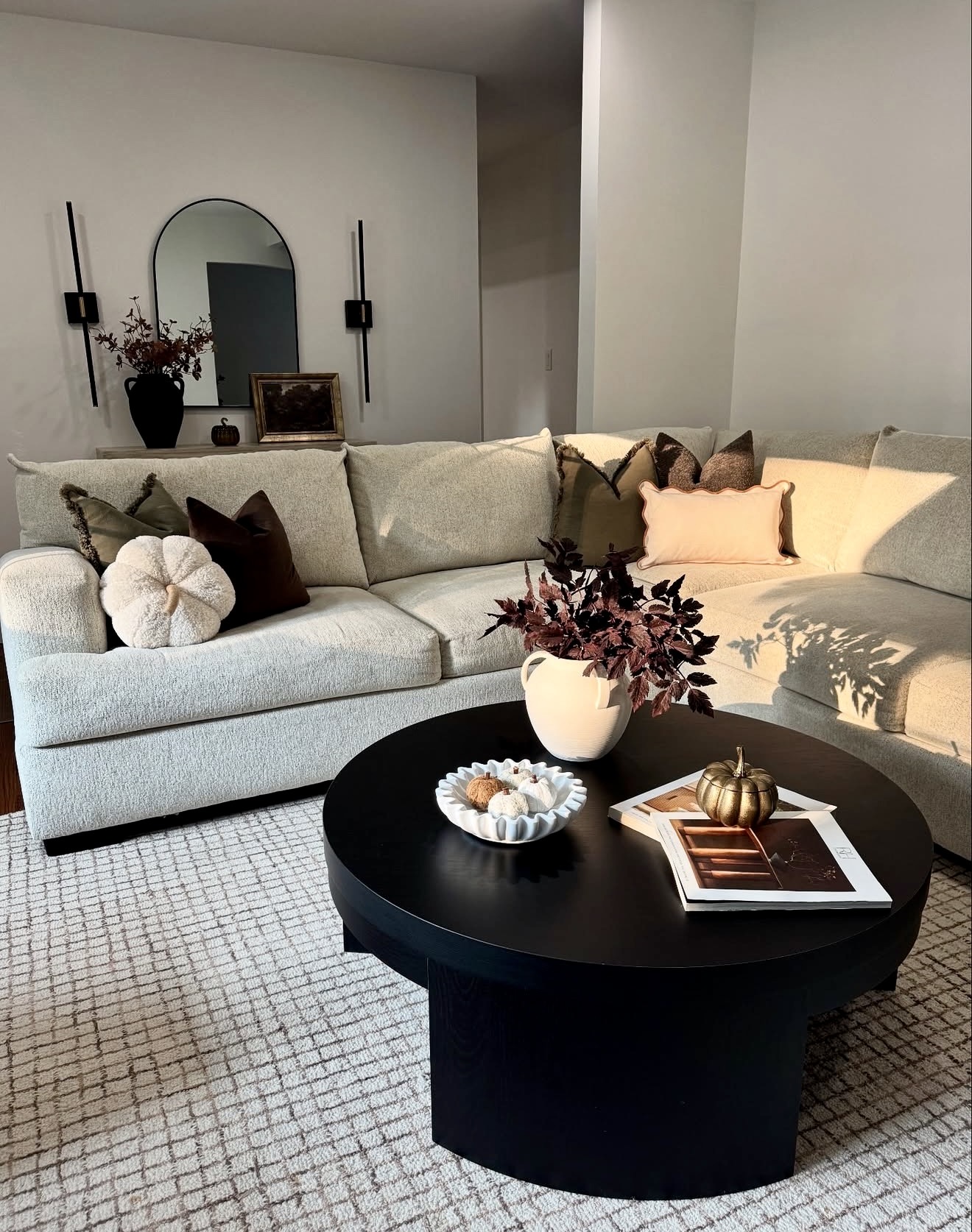 Cozy Neutral Living Room with Fall Accents