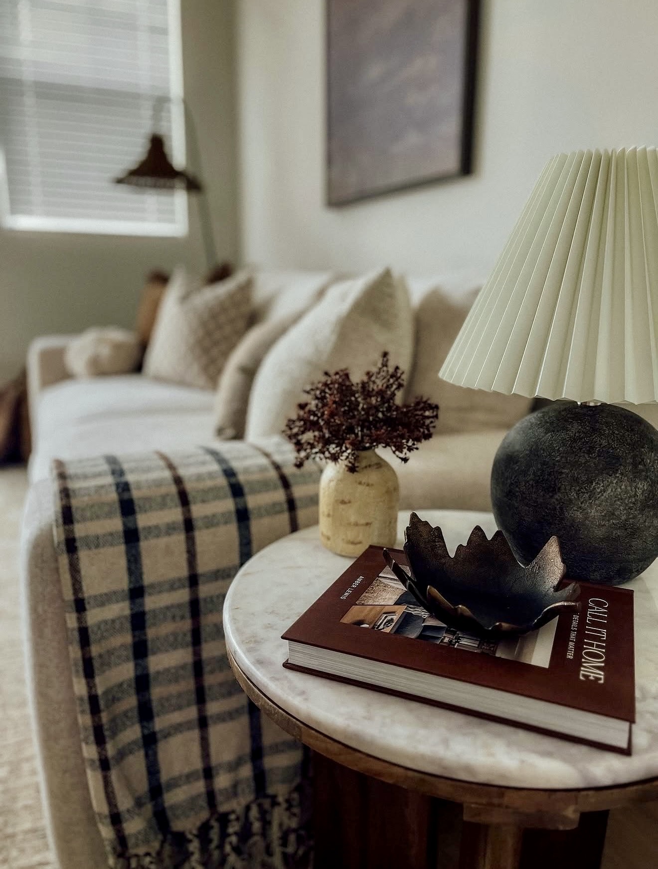Cozy Plaid Blanket & Warm Autumn Accents