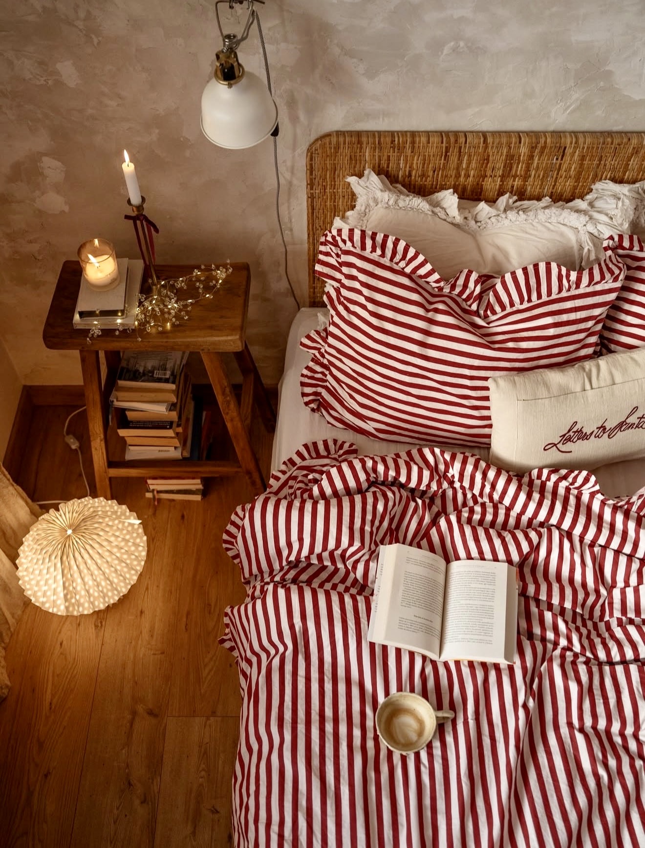 Cozy Red Stripe Fall Bedroom Retreat