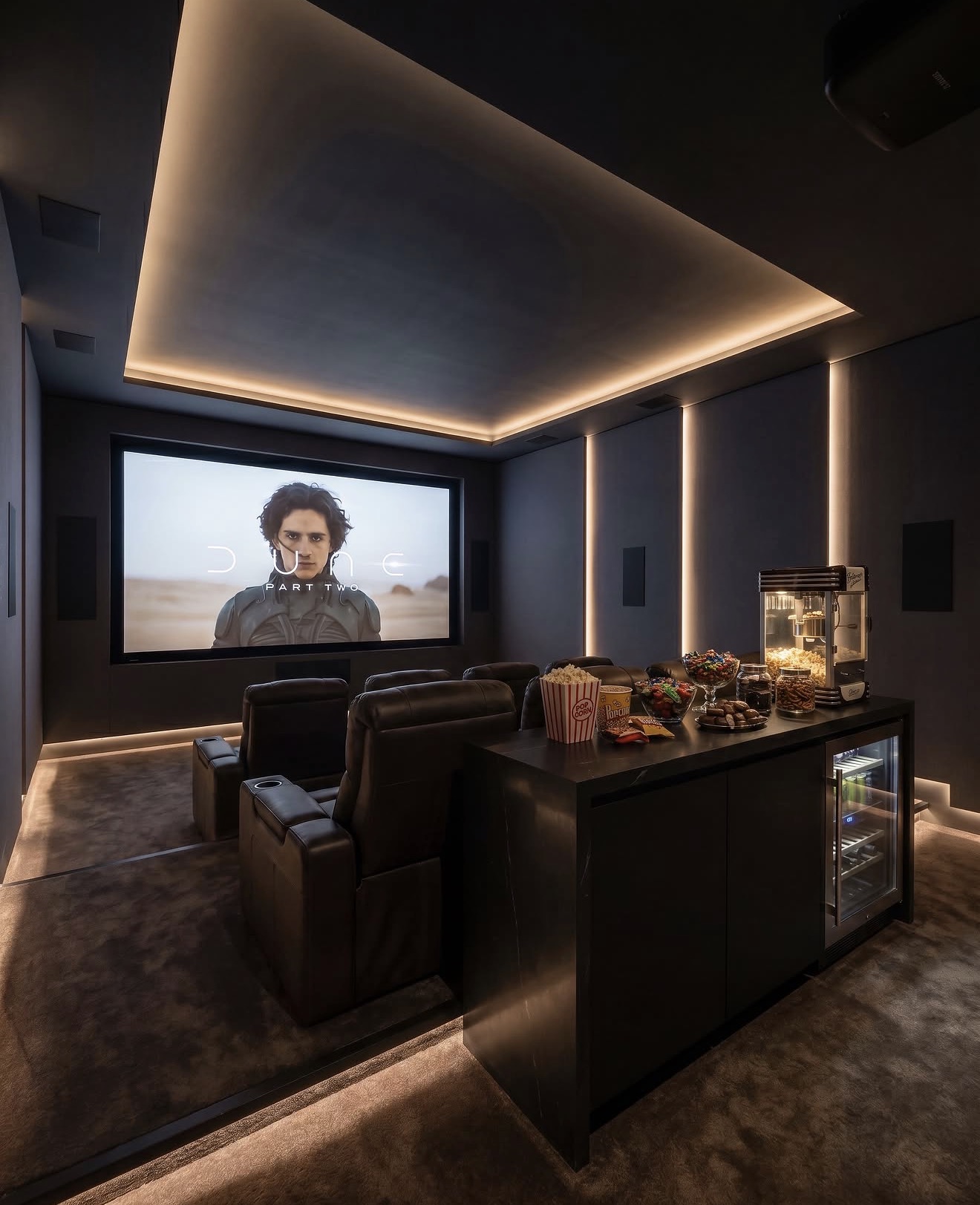 Dark Modern Minimalist Cinematic Media Room